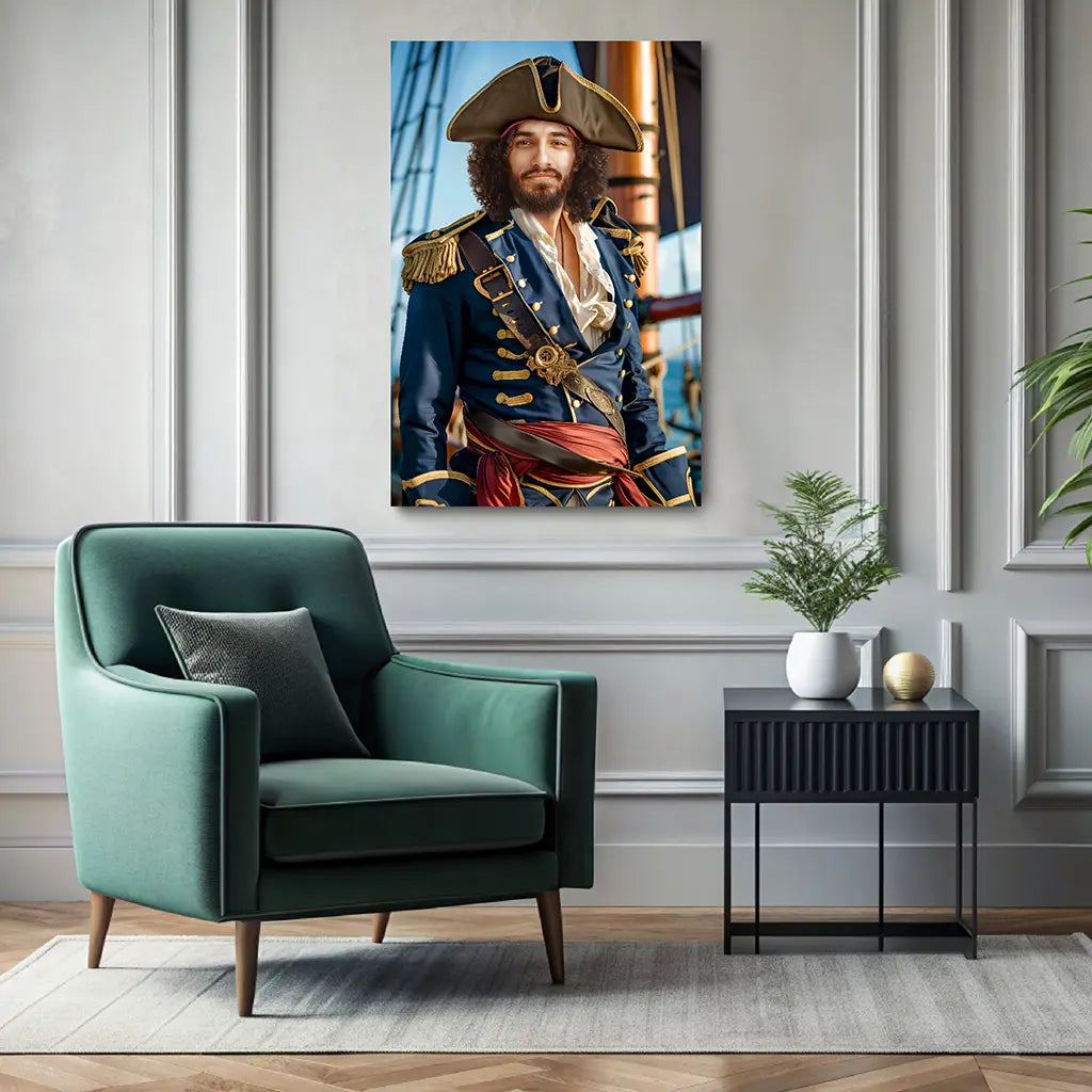 The Pirate Captain custom personalised male portrait wall decor