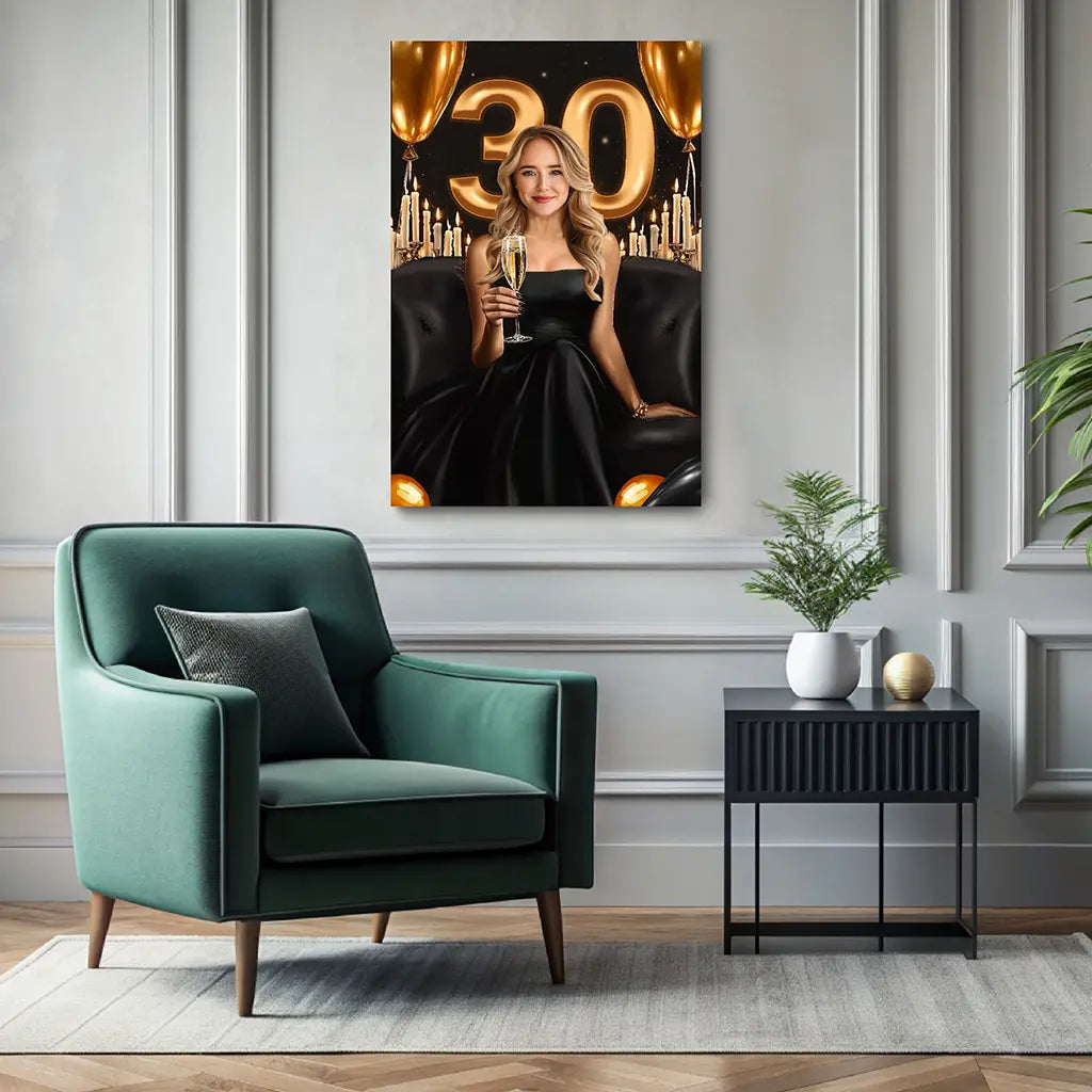30th Birthday Gift for Woman portrait canvas