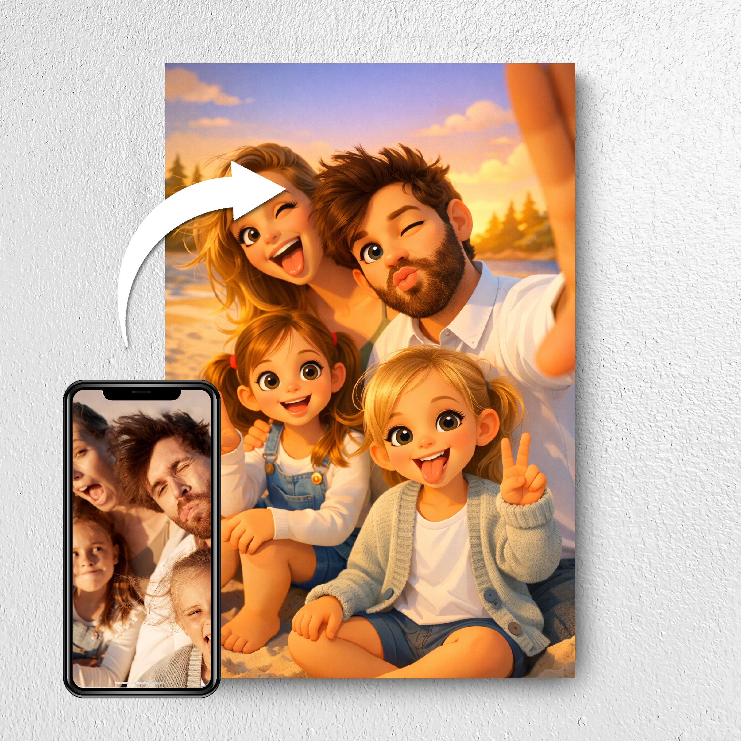 Before and after: photo to custom 3D cartoon portrait