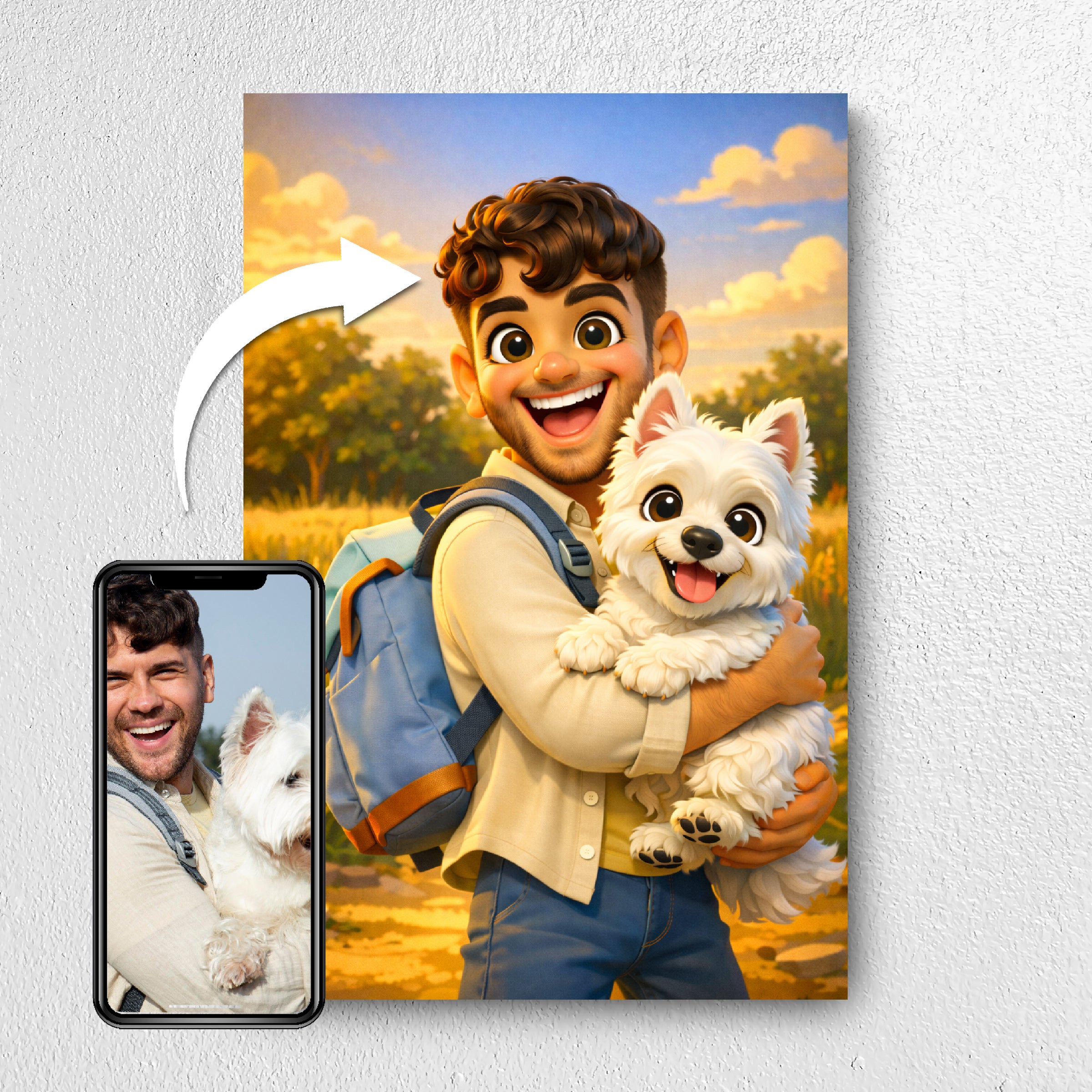 Before and after: photo to custom 3D cartoon portrait