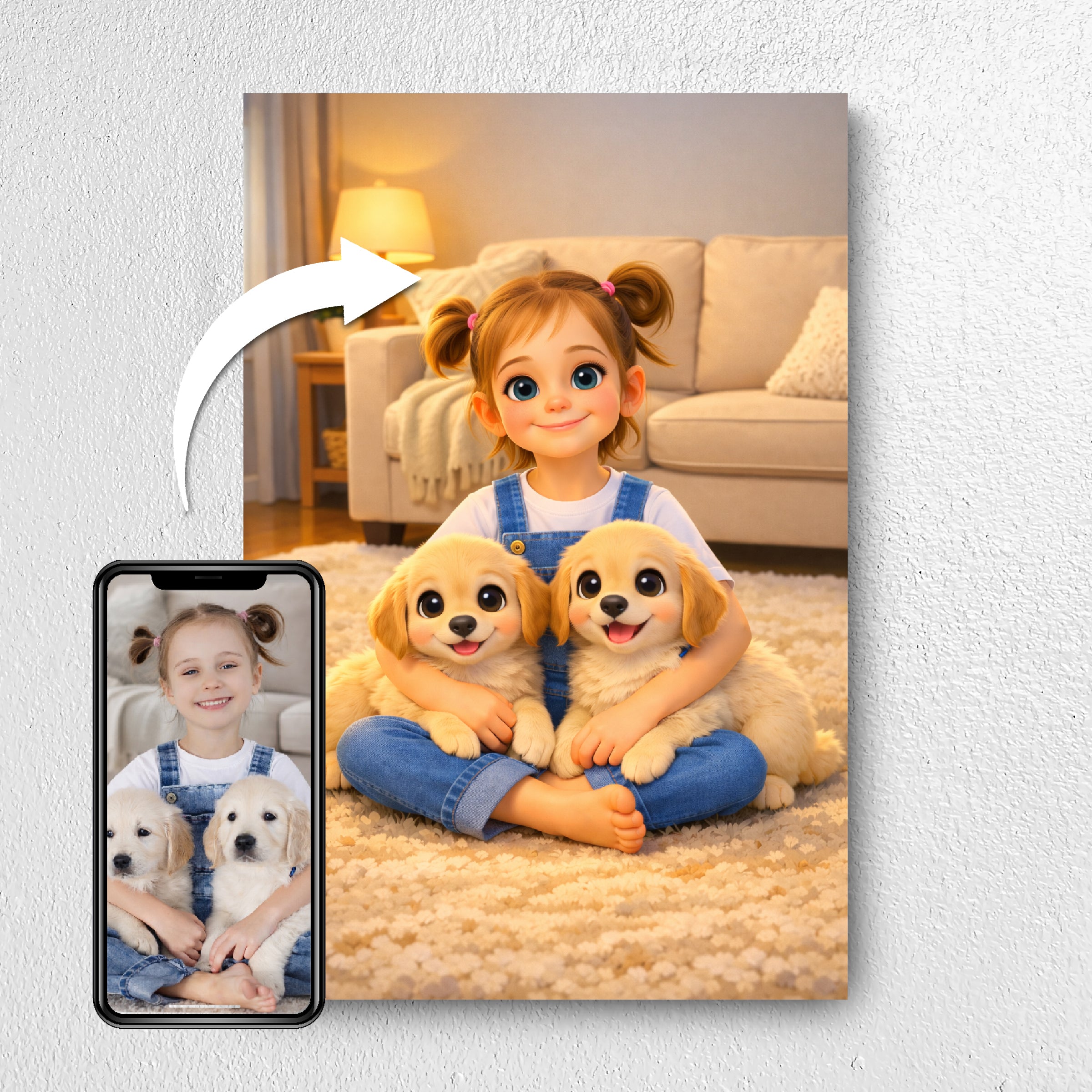 Before and after: photo to custom 3D cartoon portrait