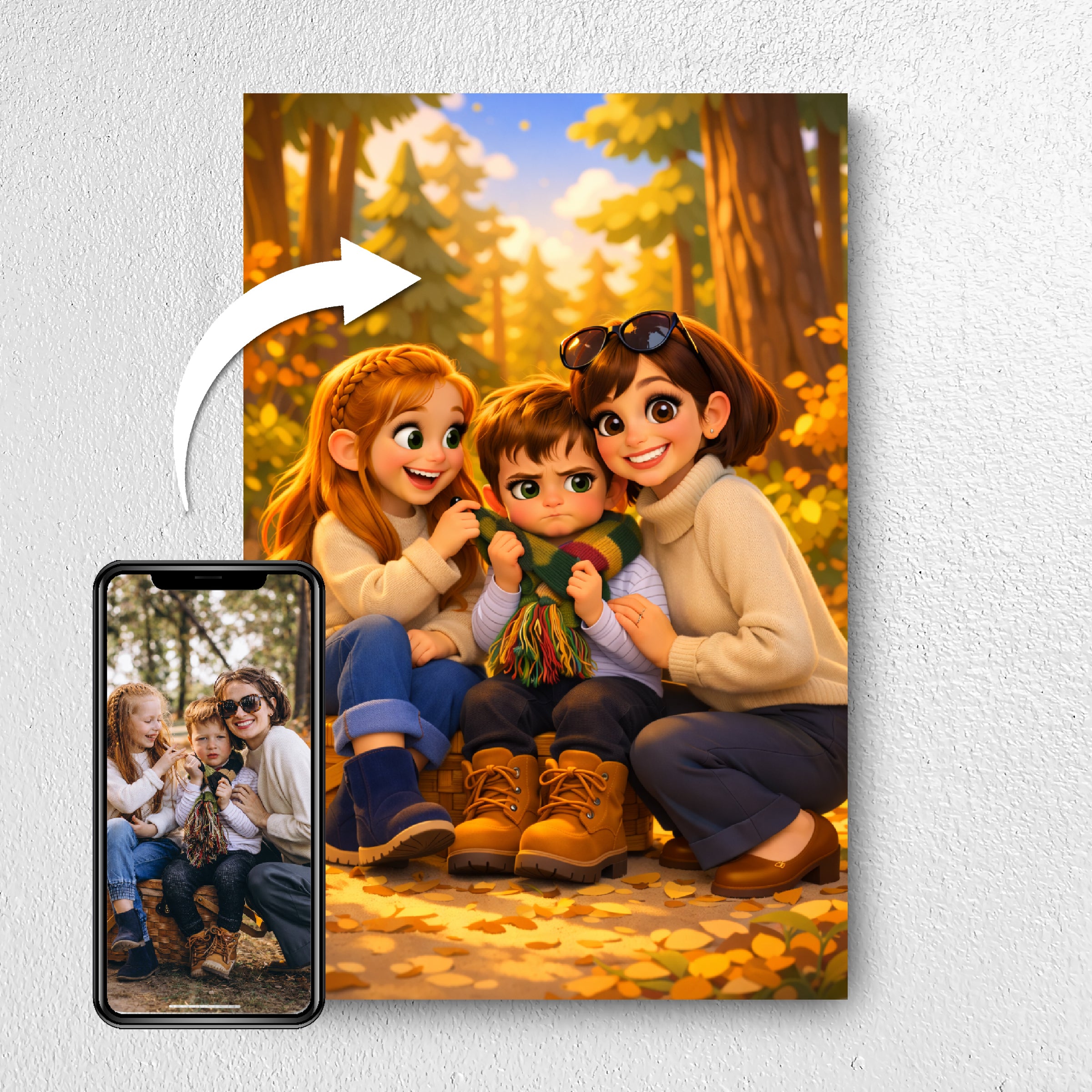 Photo and 3D cartoon portrait comparison