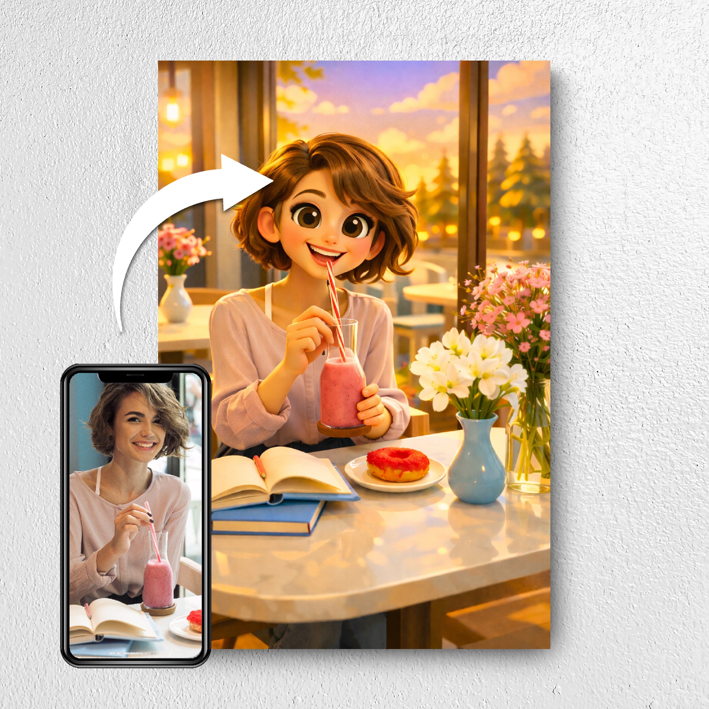 Before and after: photo to custom 3D cartoon portrait