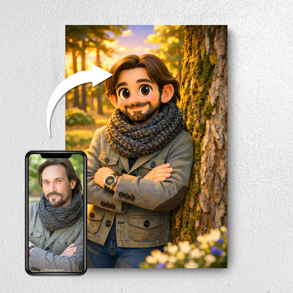 Before and after: photo to custom 3D cartoon portrait