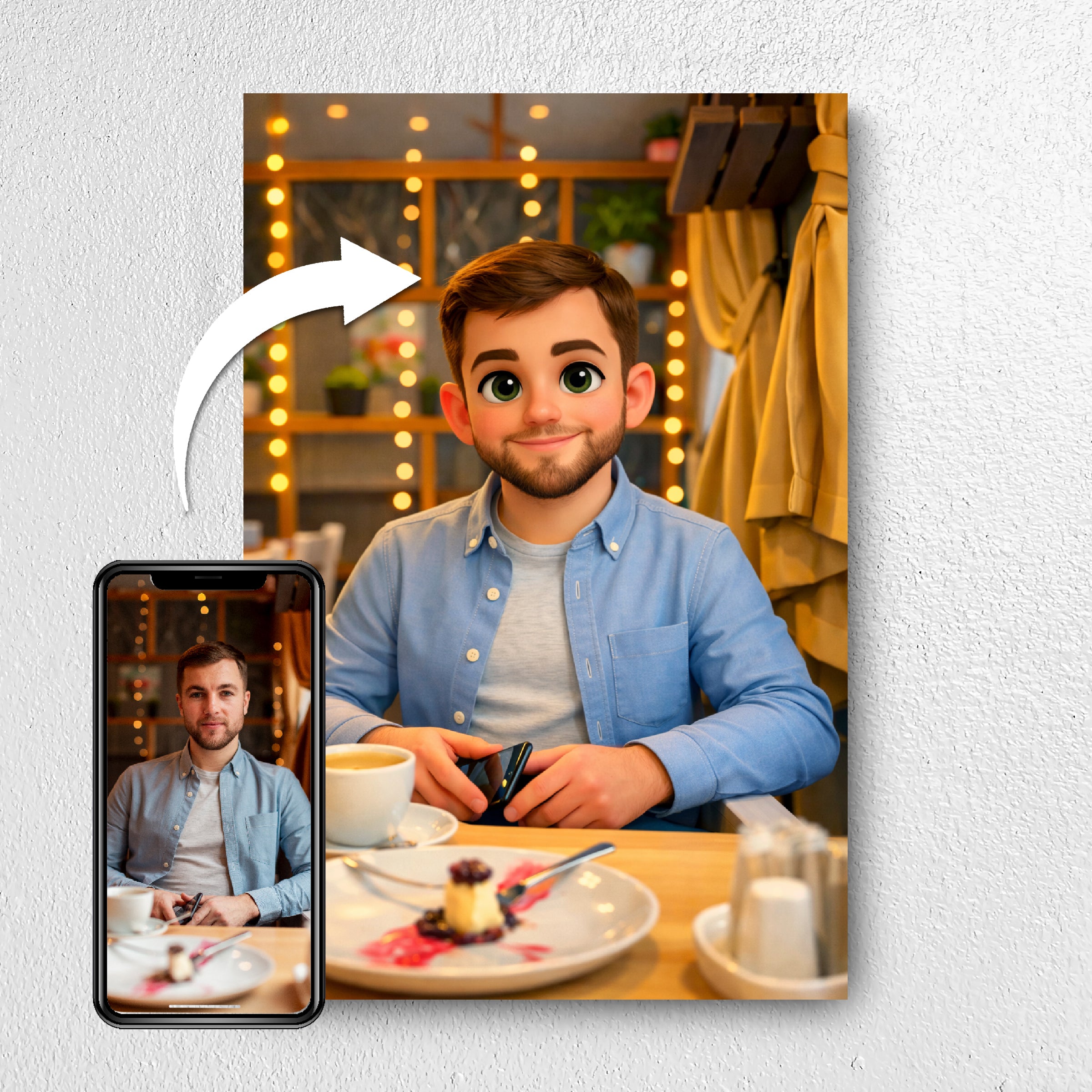 Before and after: photo to custom 3D cartoon portrait