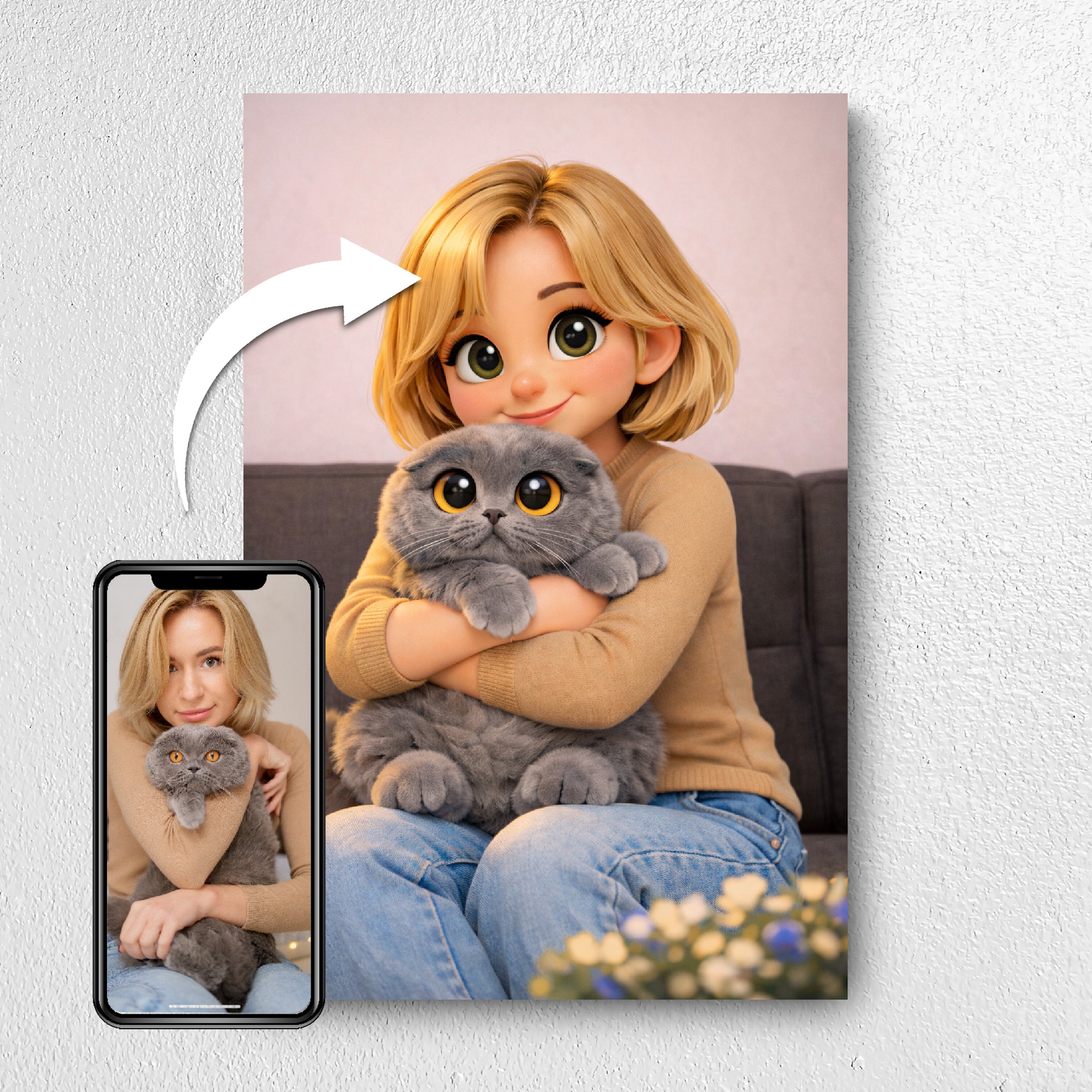 Before and after: photo to custom 3D cartoon portrait
