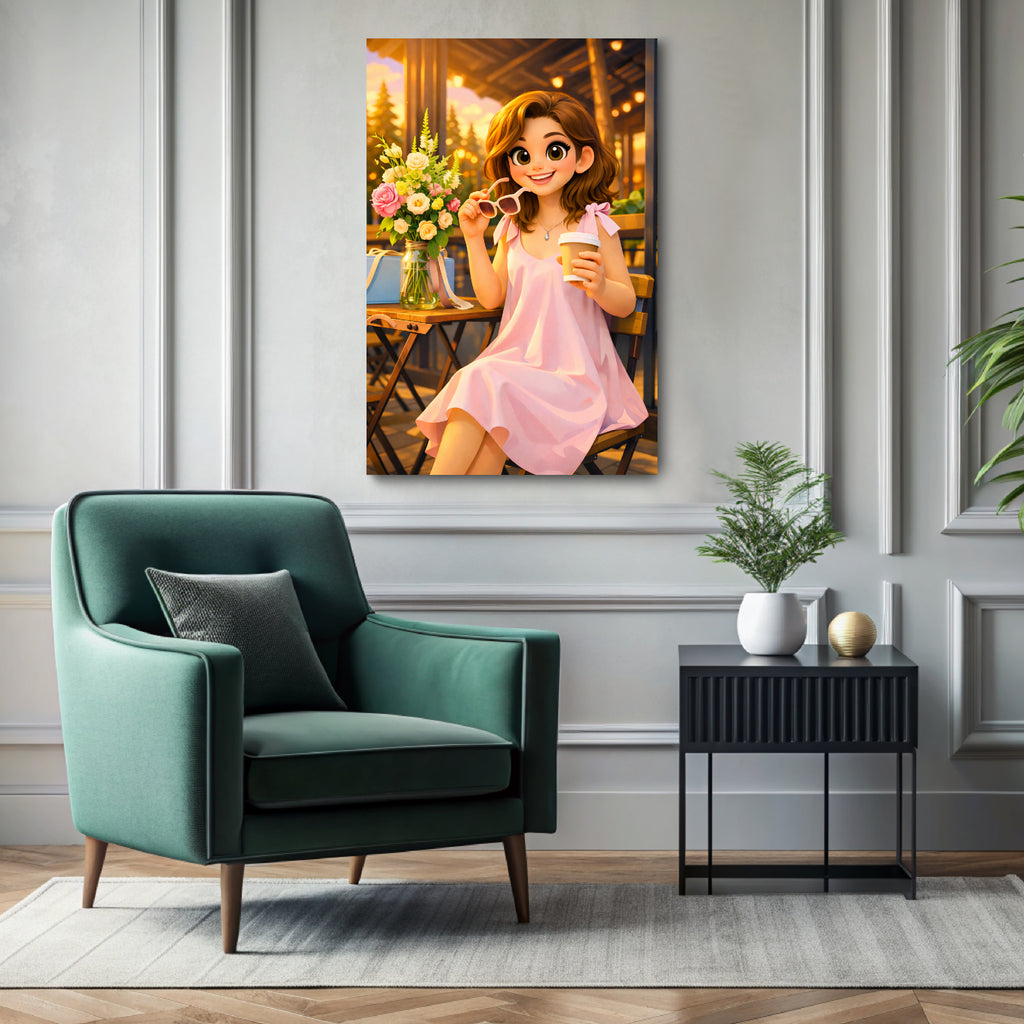 Custom 3D cartoon portrait printed on canvas