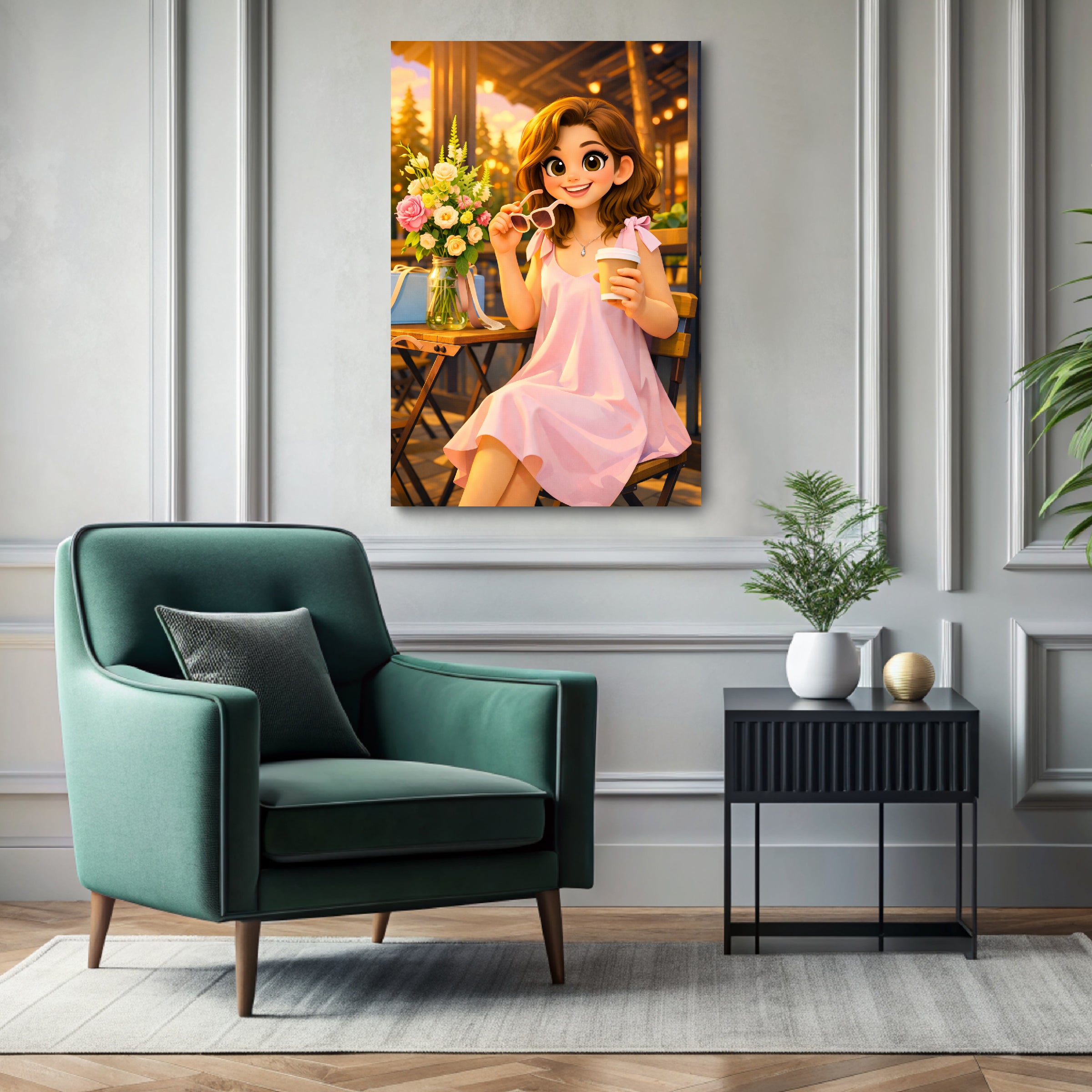 Custom 3D cartoon portrait printed on canvas