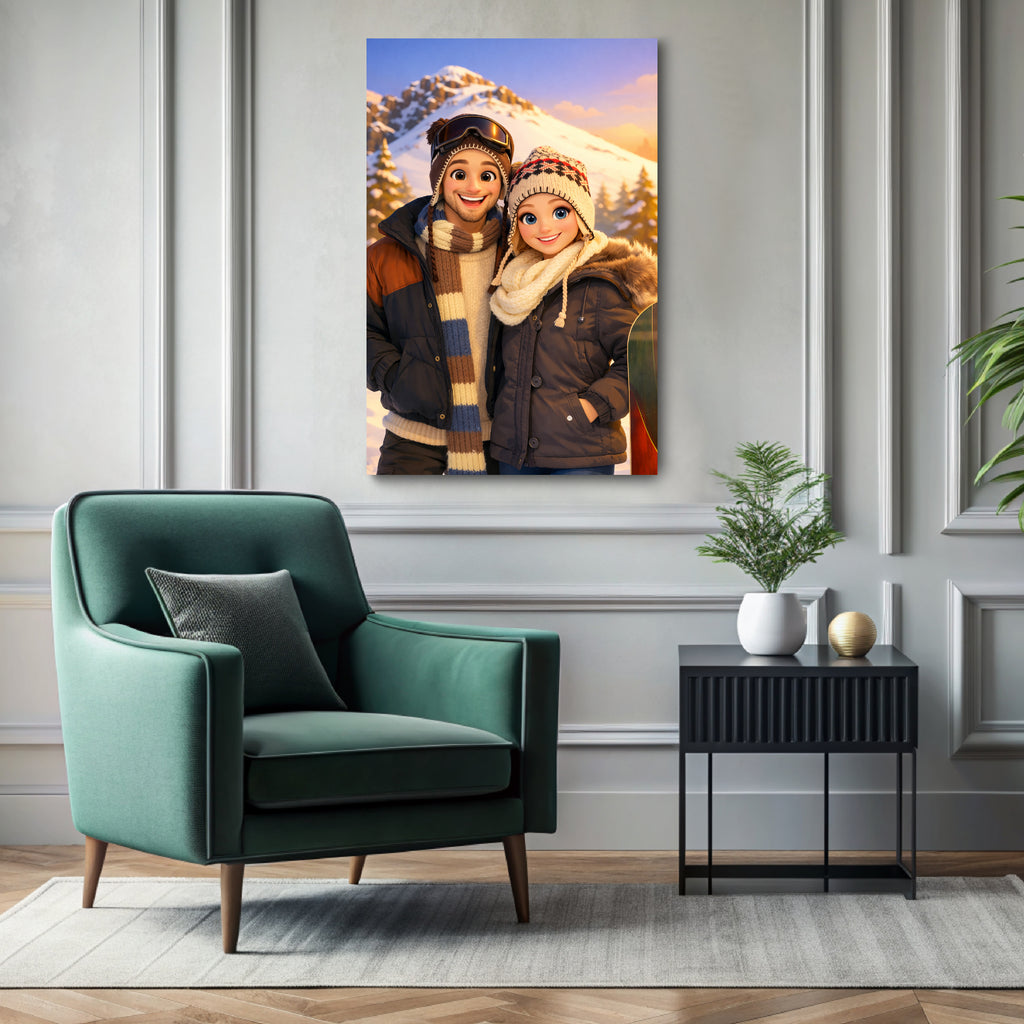 Custom 3D cartoon portrait printed on canvas