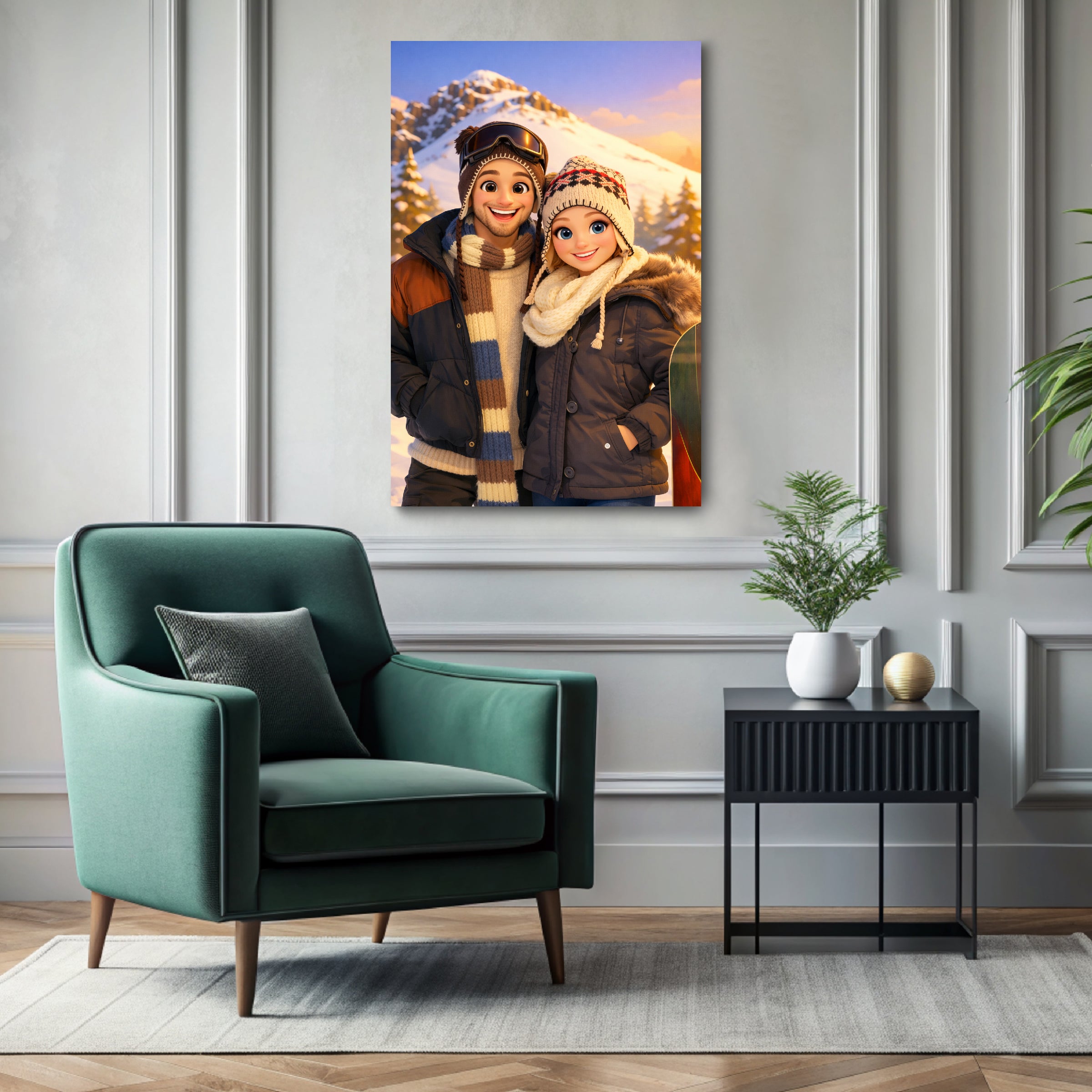 Custom 3D cartoon portrait printed on canvas