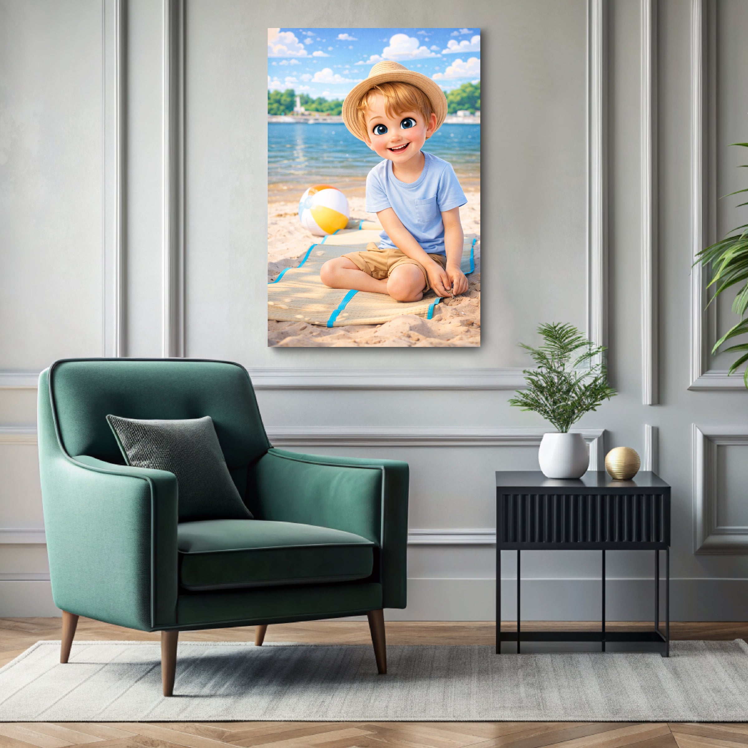 Custom 3D cartoon portrait printed on canvas