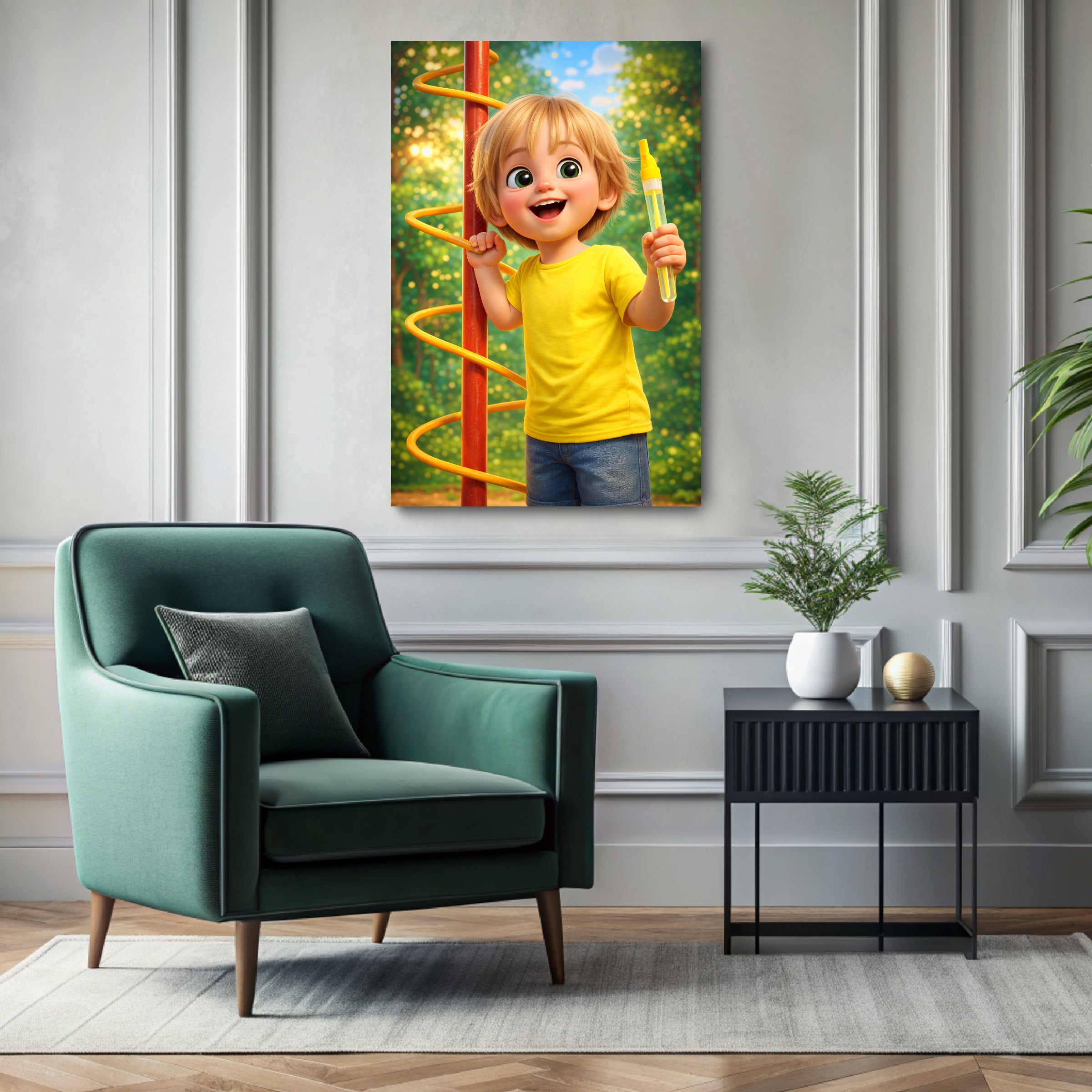 Custom 3D cartoon portrait printed on canvas