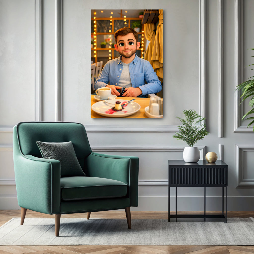 Custom 3D cartoon portrait printed on canvas