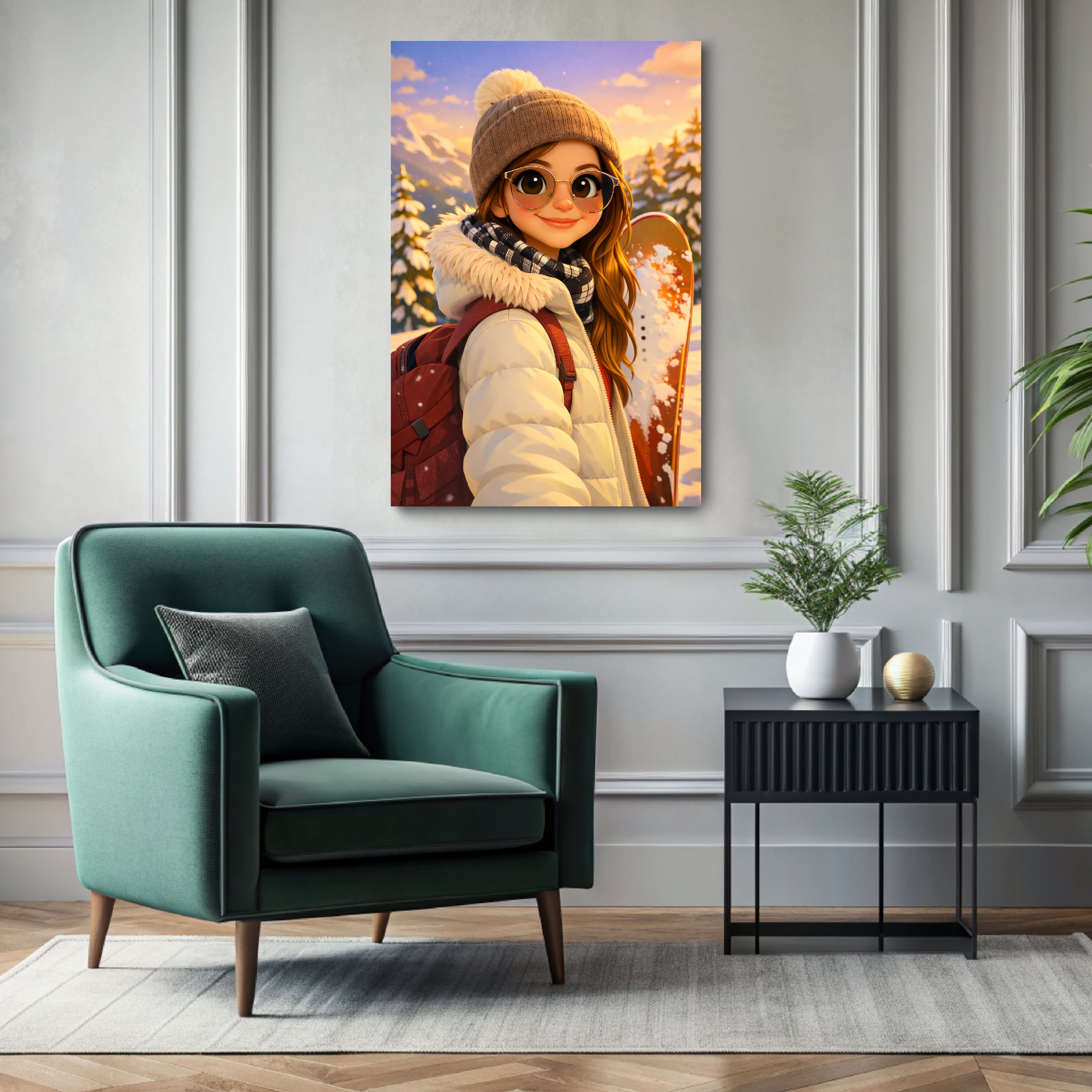3D cartoon portrait canvas print ready to hang
