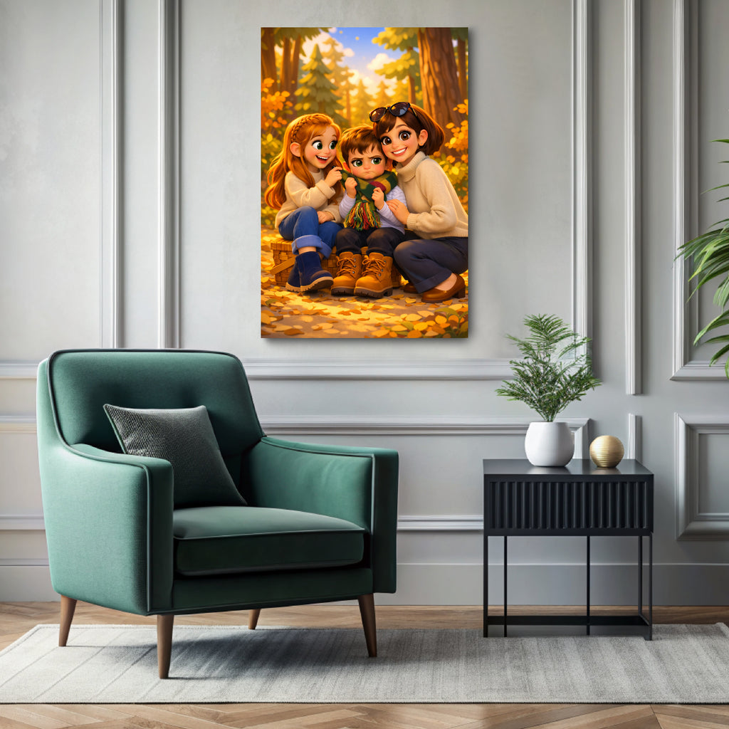 Custom 3D cartoon portrait printed on canvas