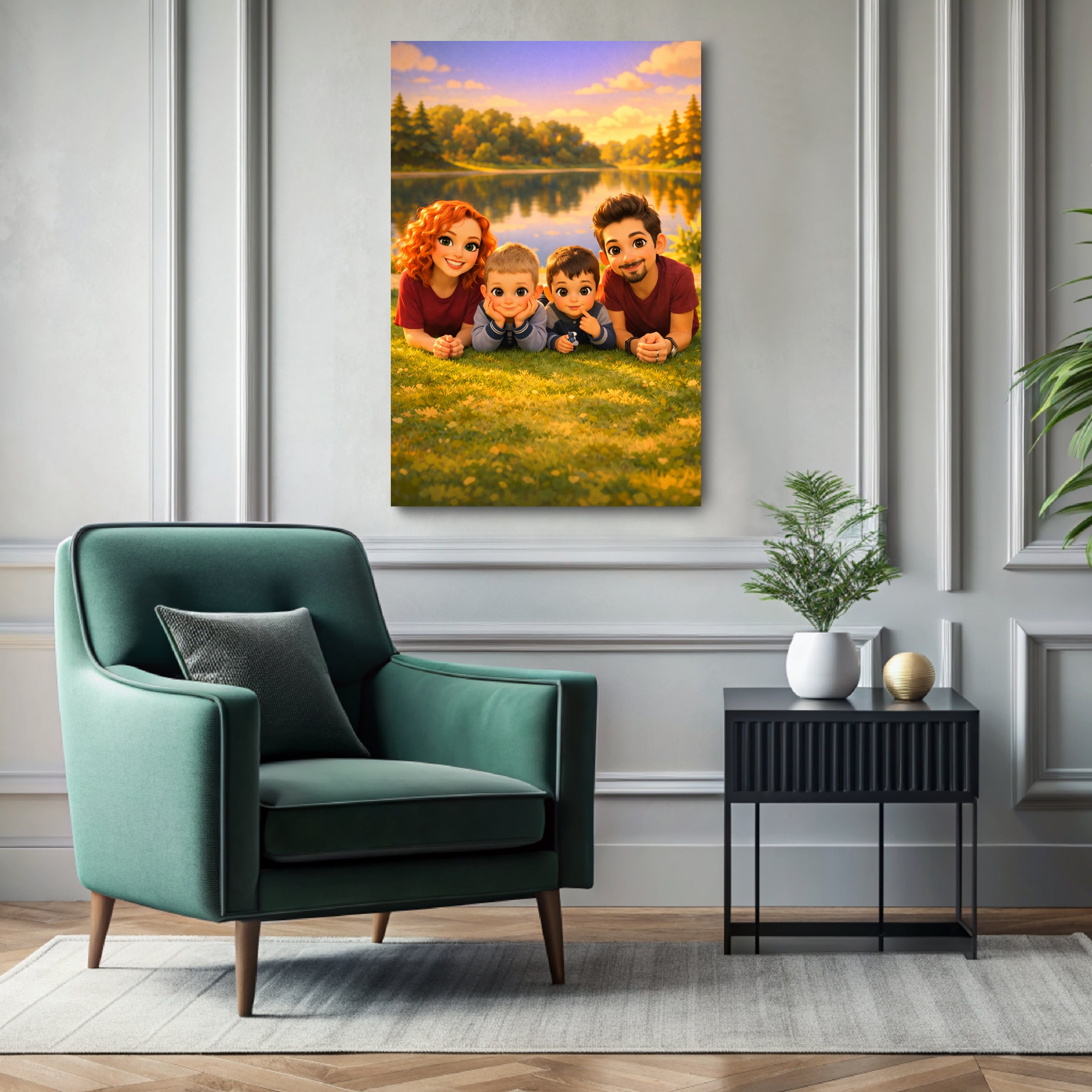 Custom 3D cartoon portrait printed on canvas