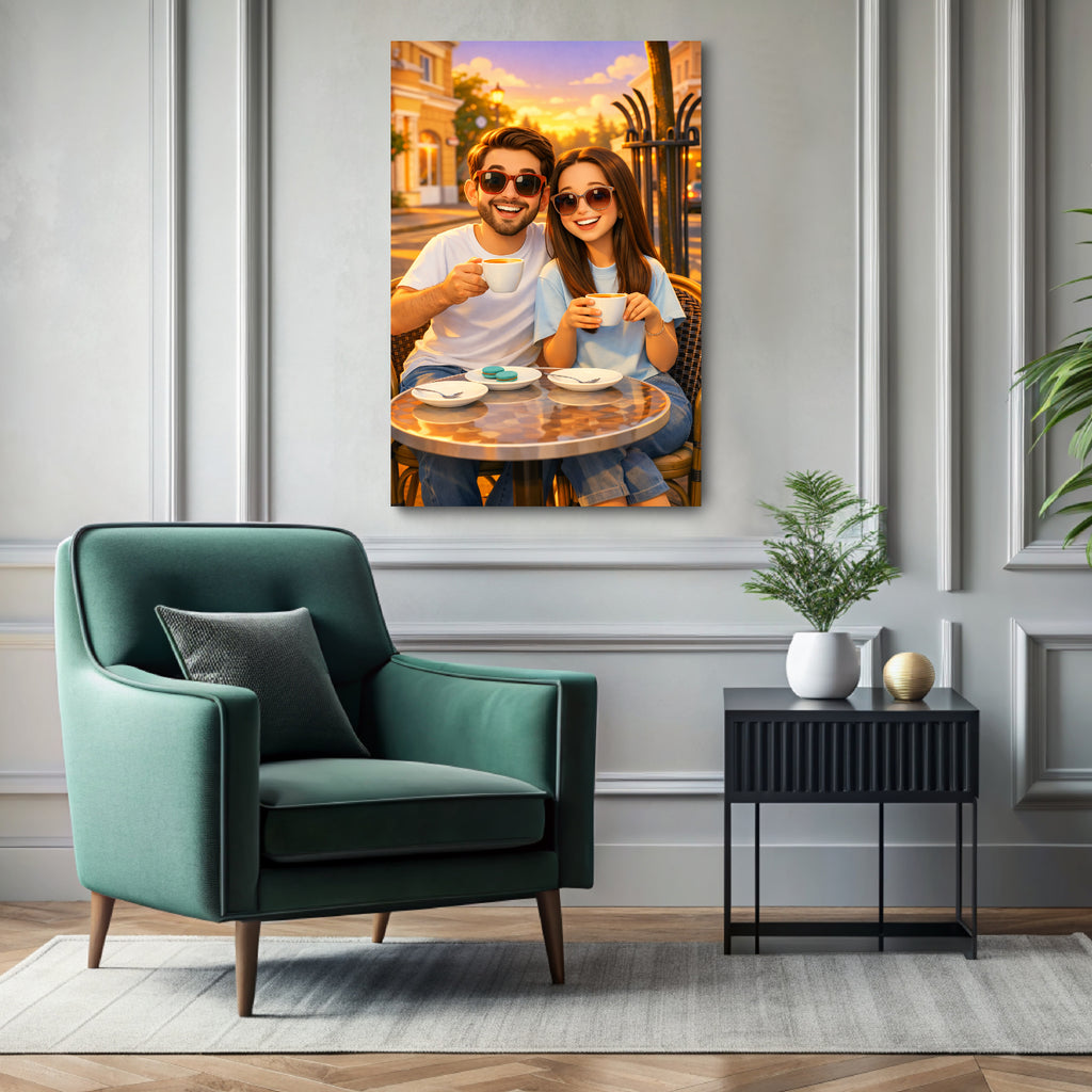 Custom 3D cartoon portrait printed on canvas