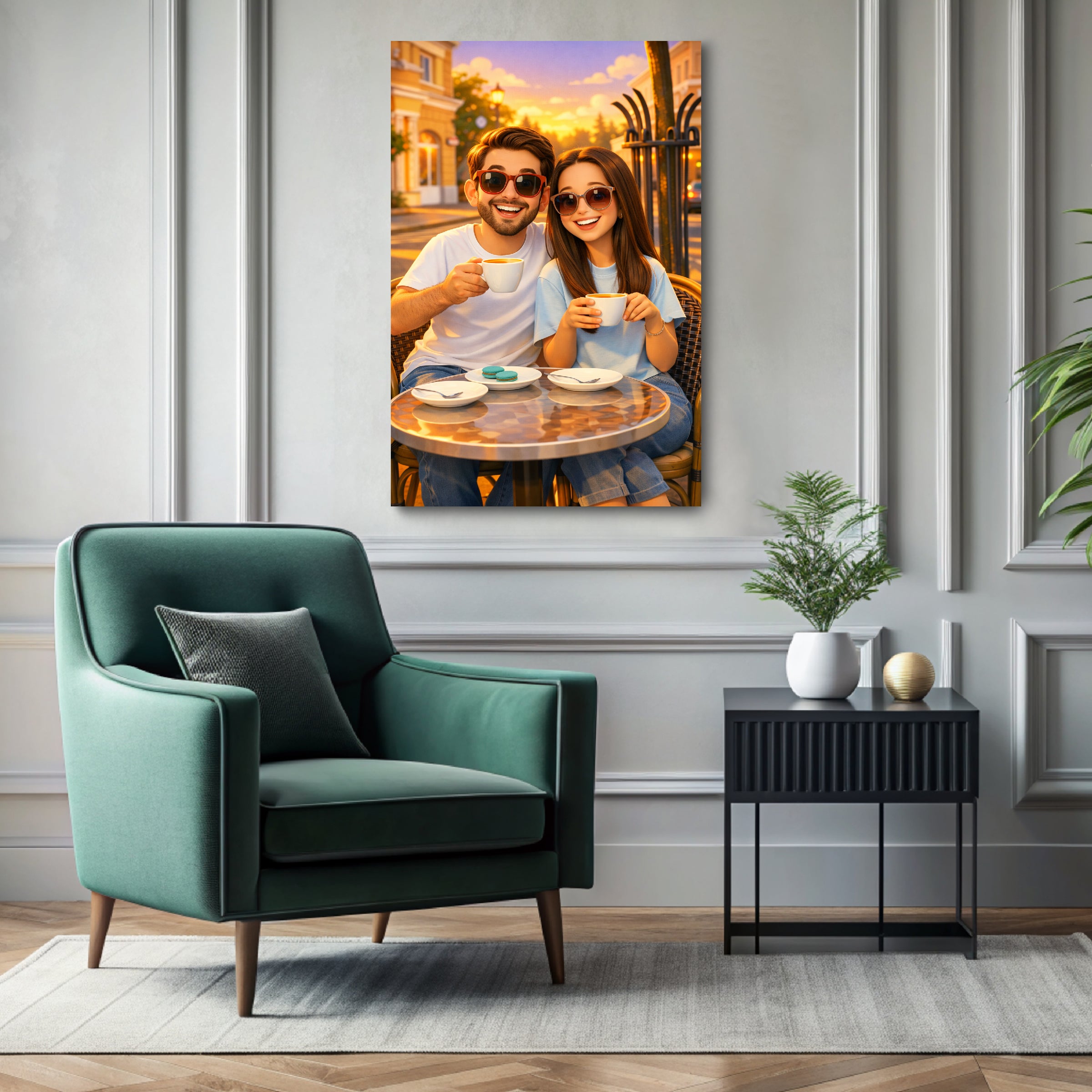 Custom 3D cartoon portrait printed on canvas