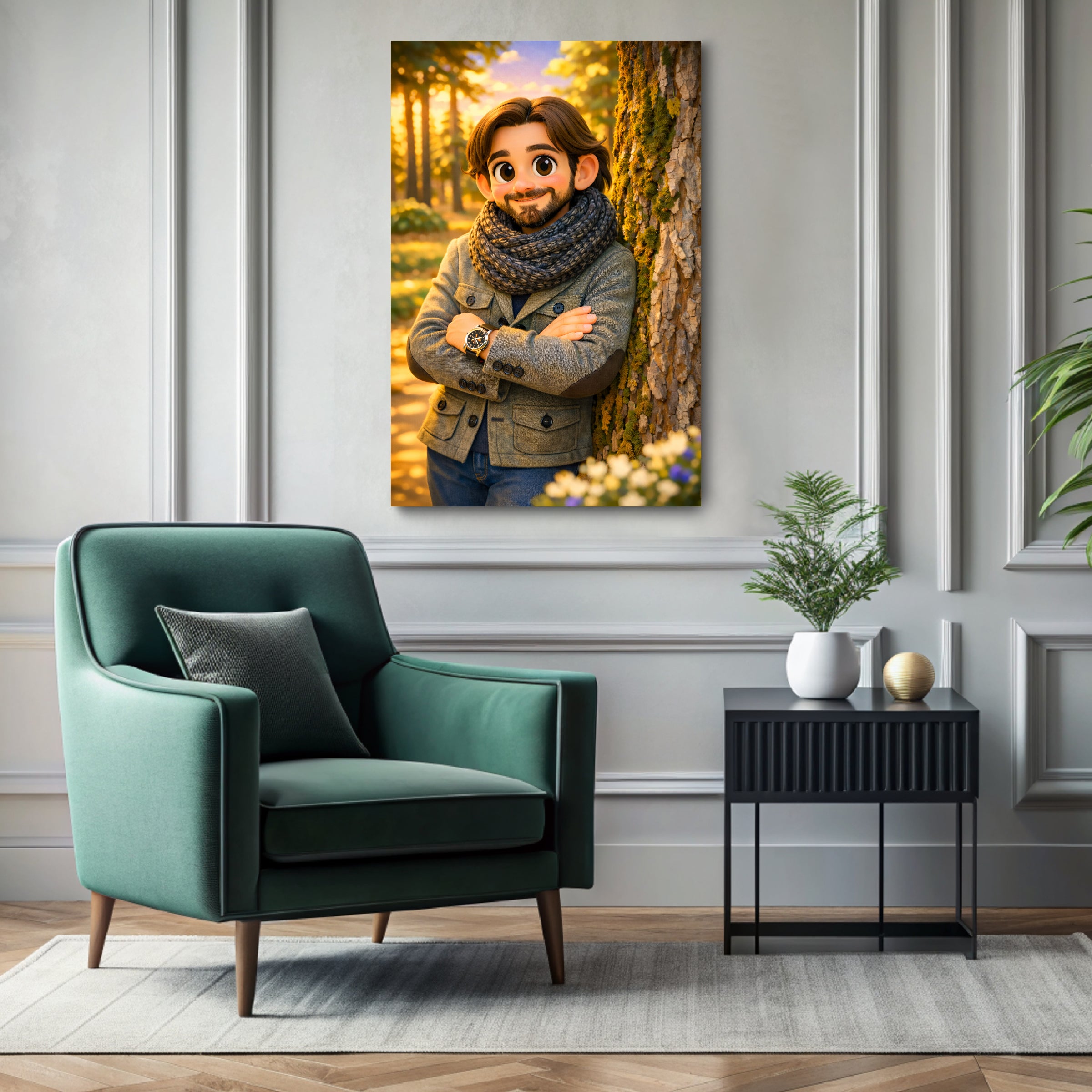 Custom 3D cartoon portrait printed on canvas