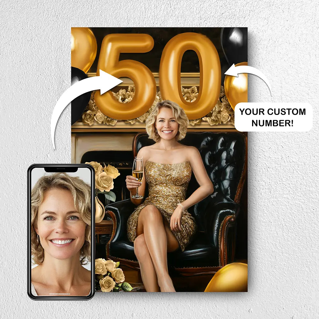 50th Birthday Gift Portrait for woman from photo