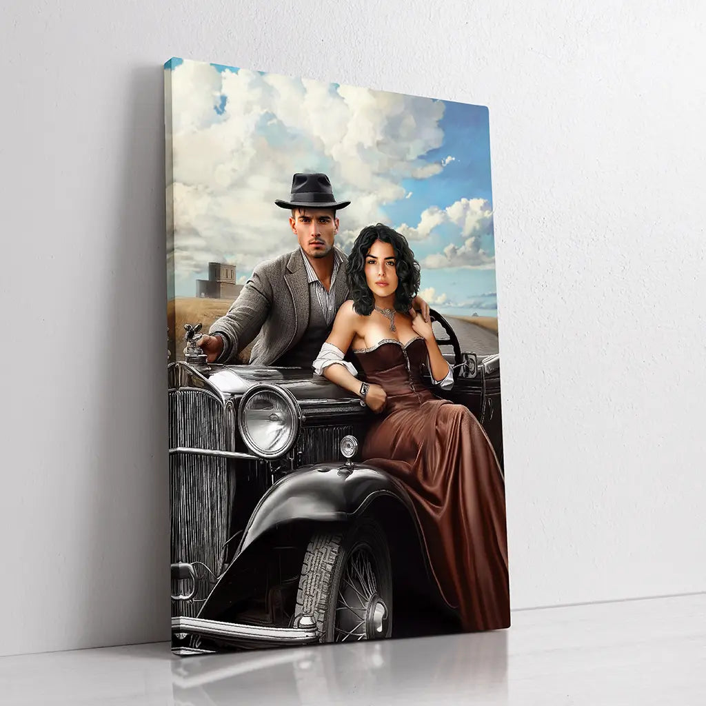 Bonnie and Clyde custom couple portrait