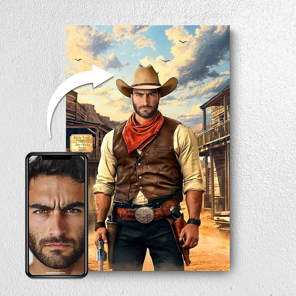 Cowboy of the Wild West custom portrait from photo