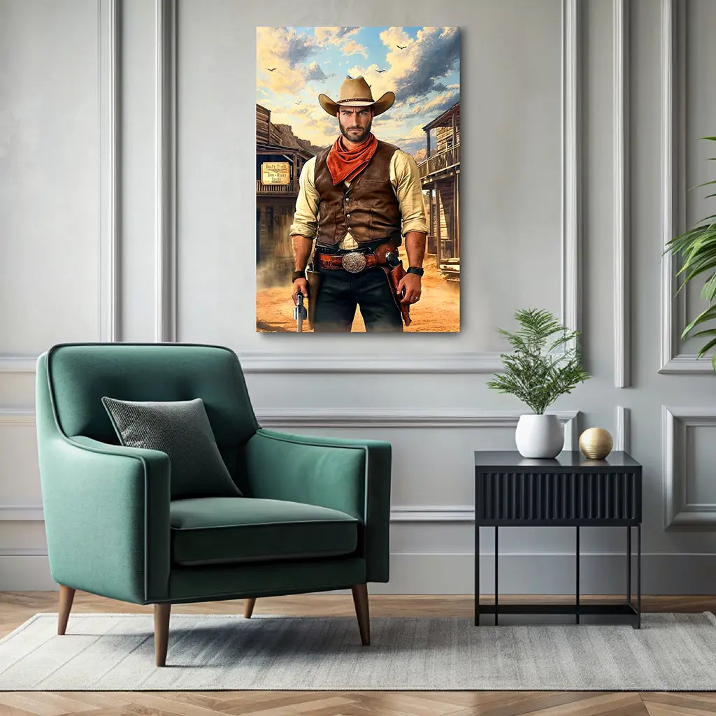 Cowboy of the Wild West custom portrait wall art canvas