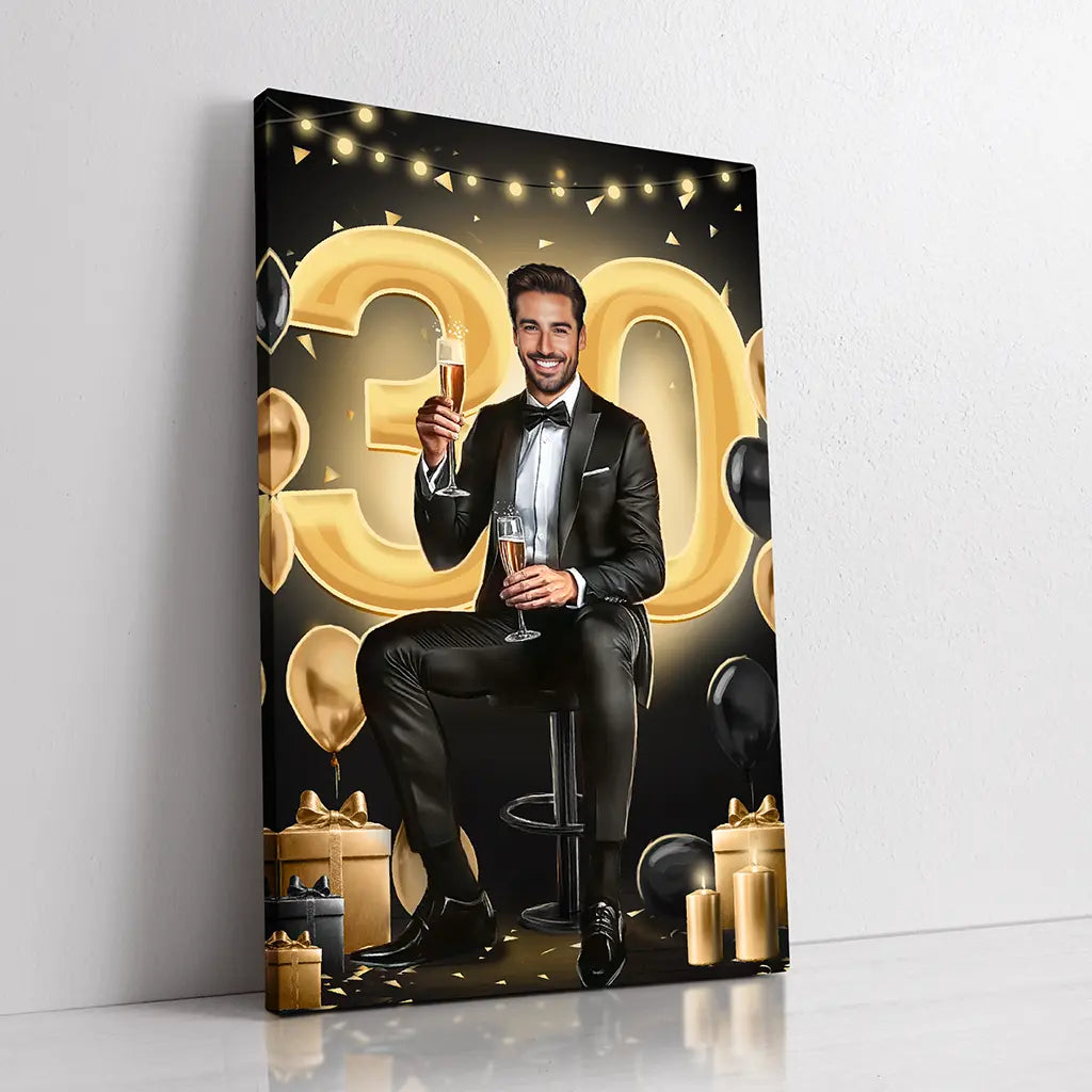 Custom 30th birthday gift portrait for man