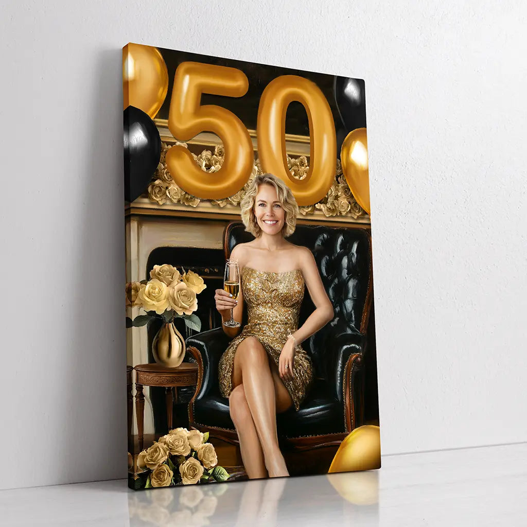 Custom 50th Birthday Gift Portrait for woman