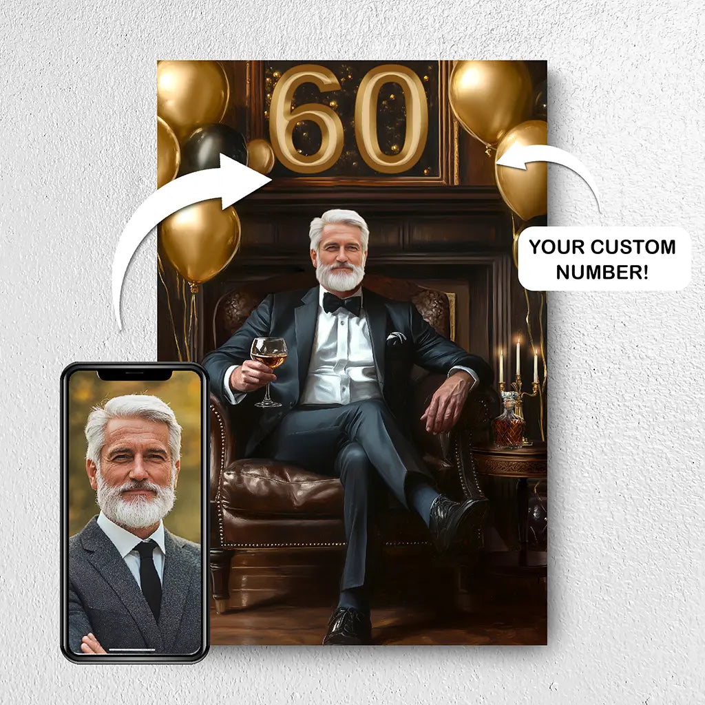 Custom 60th Birthday Gift for Man from photo