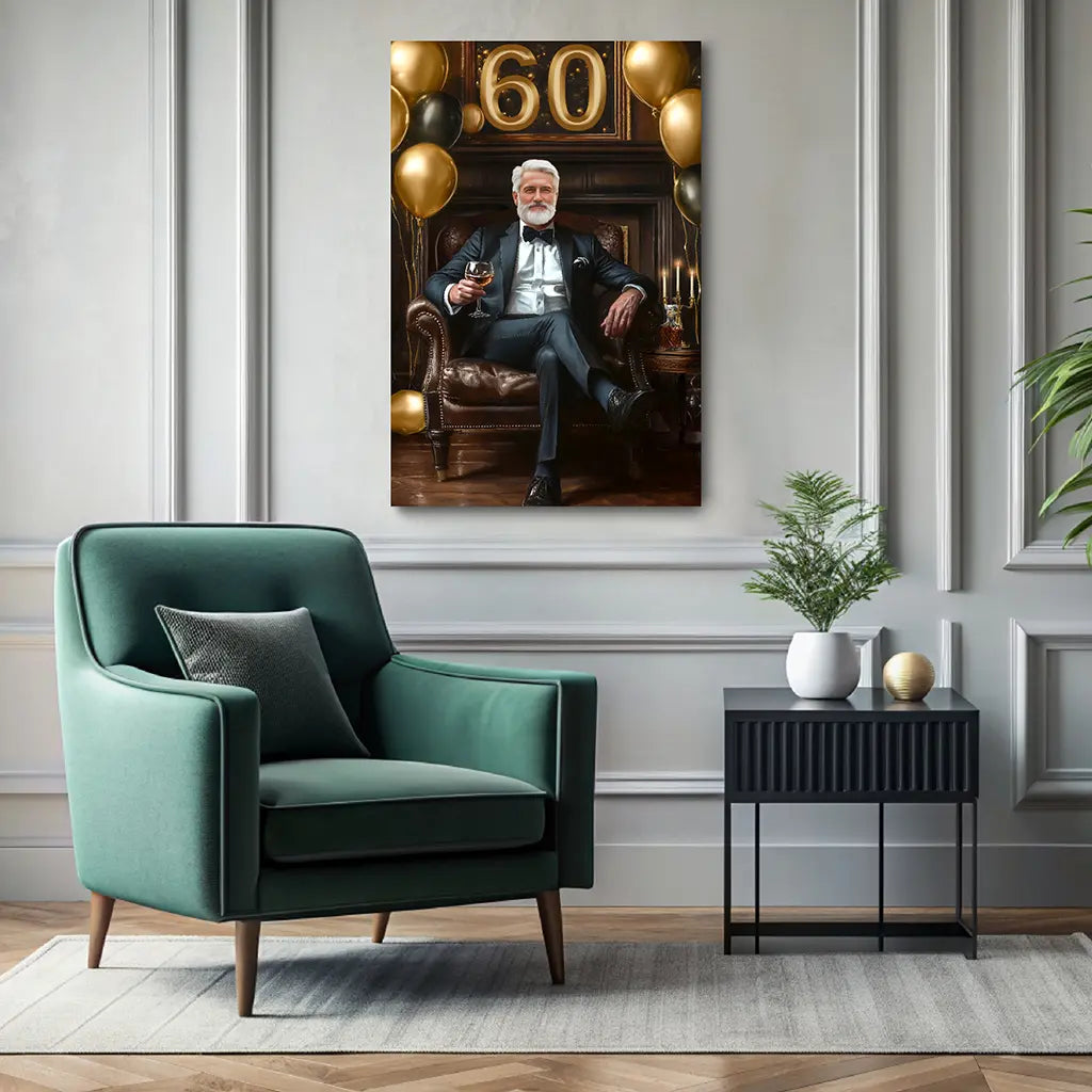 Custom 60th Birthday Gift for Man wall canvas