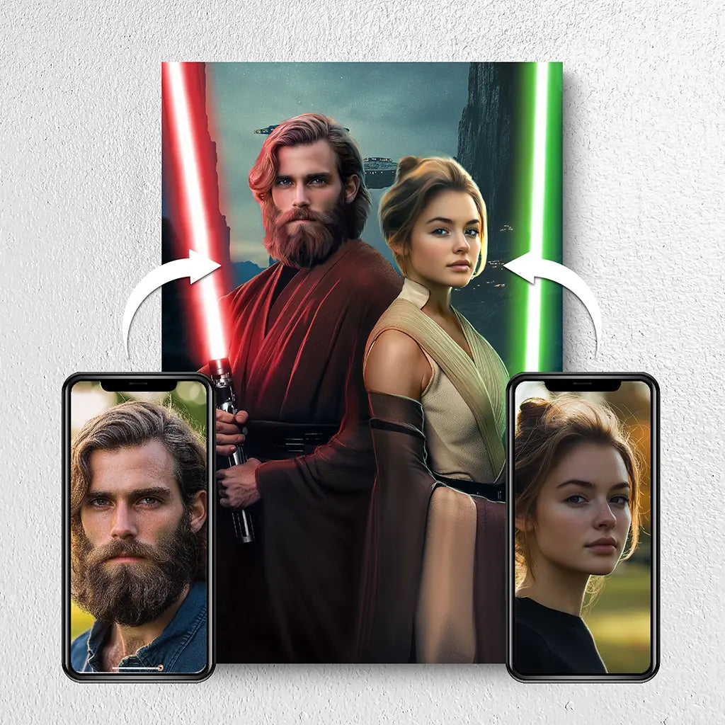 Galactic Warriors custom couple portrait from photo