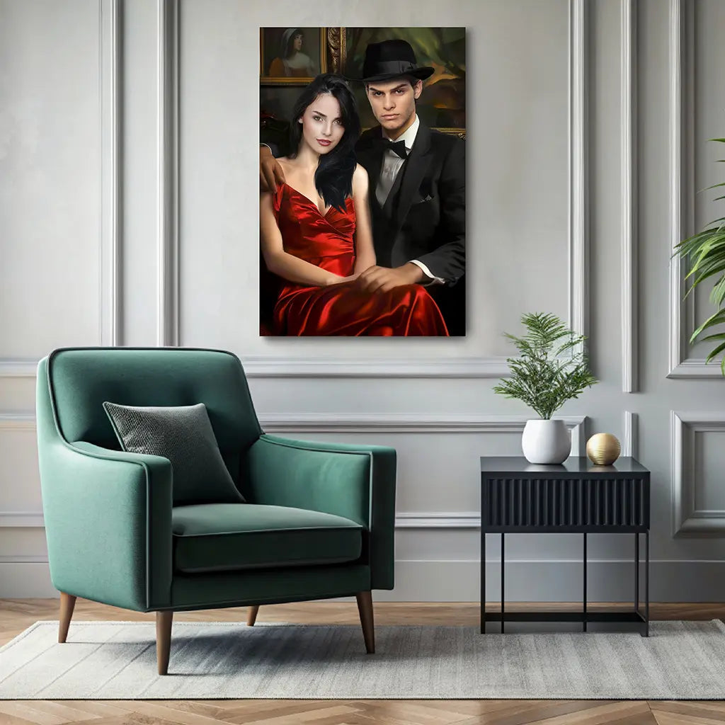 Gangster Couple custom personalized portrait wall decor