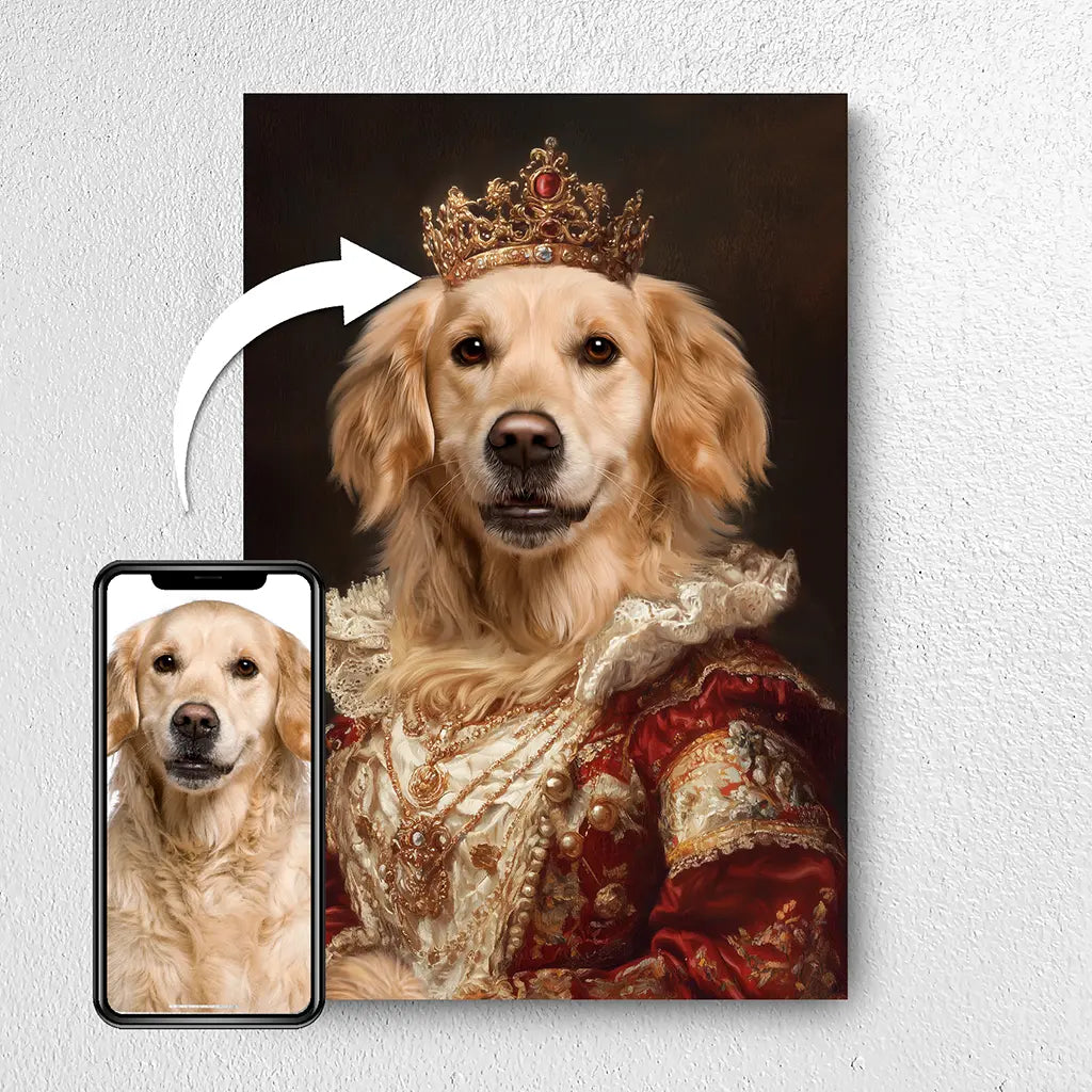 Her Highness custom royal dog portrait from photo