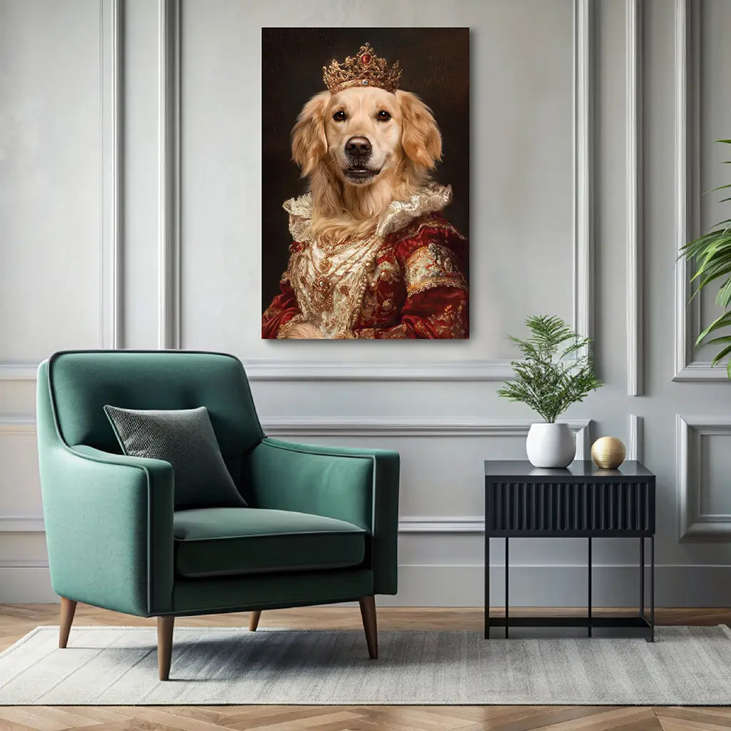 Her Highness custom royal dog portrait wall art canvas