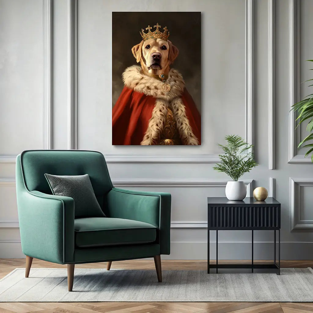 His Majesty custom dog portrait wall art canvas