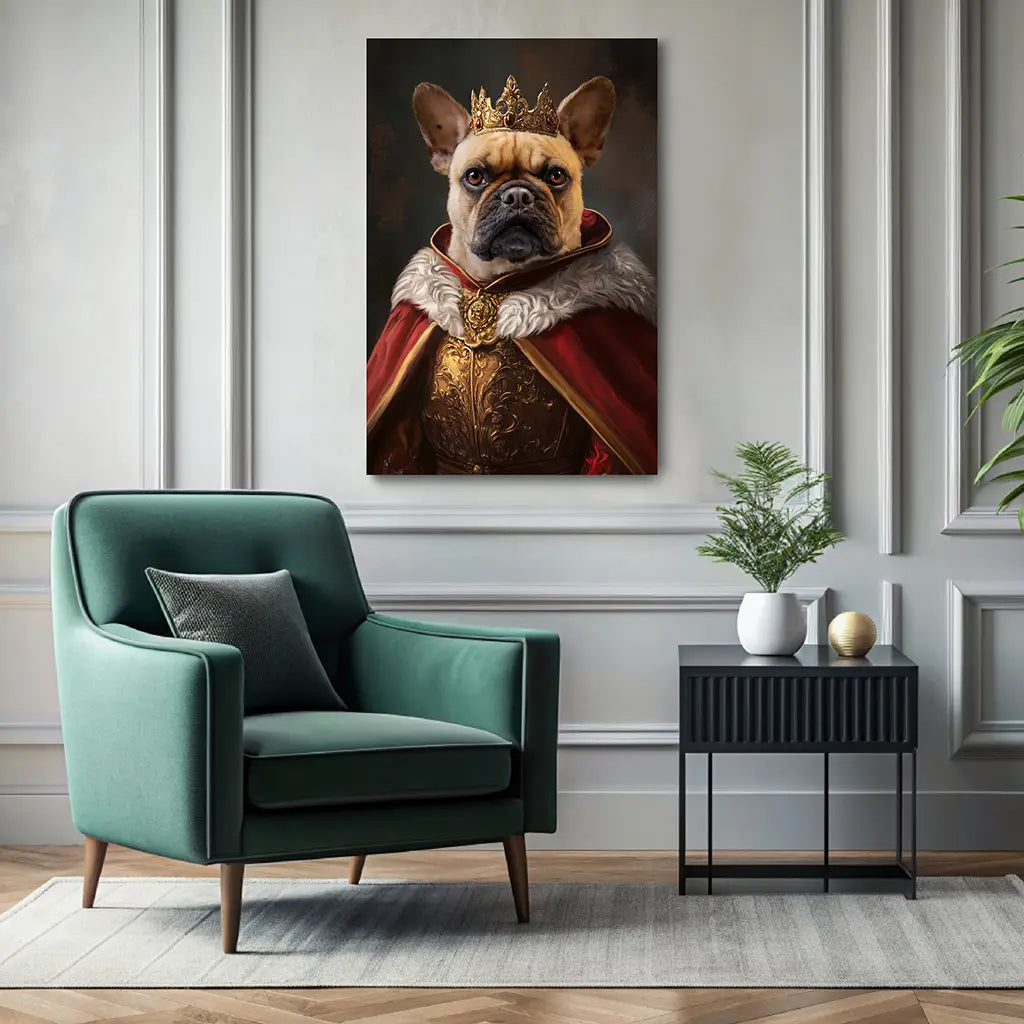 His Majesty custom dog portrait wall art canvas
