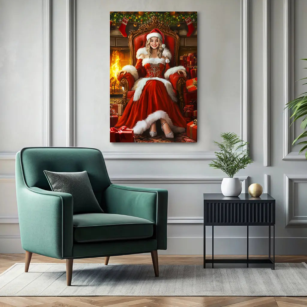 Ms. Claus custom Christmas portrait wall art canvas