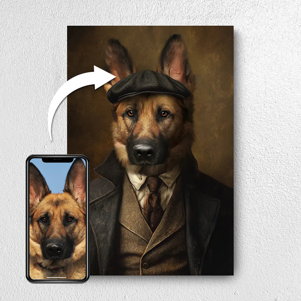 Peaky Gangster custom dog portrait from photo