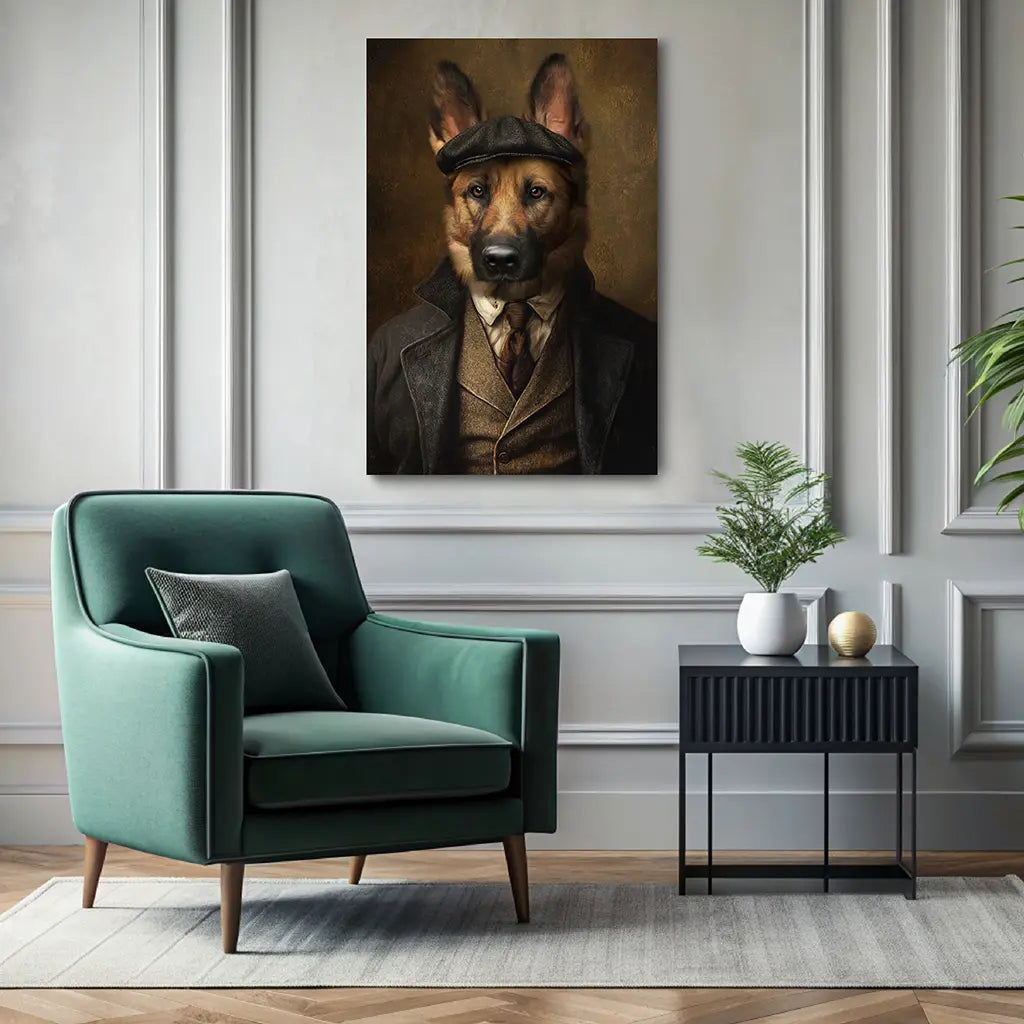 Peaky Gangster custom dog portrait wall art canvas