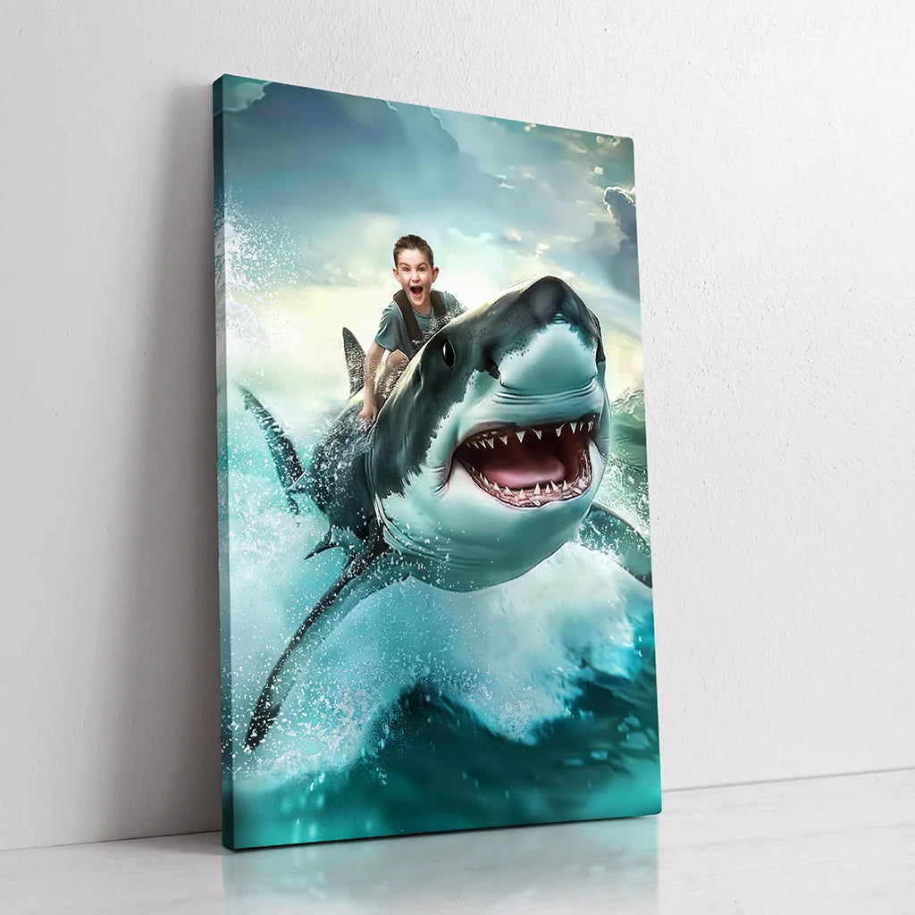 Riding a Shark custom personalized portrait
