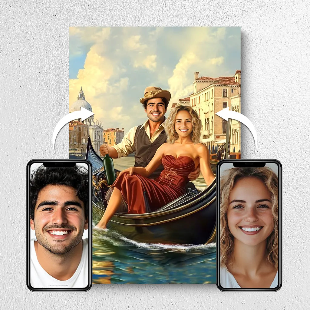 Romance in Venice custom couple portrait from photo