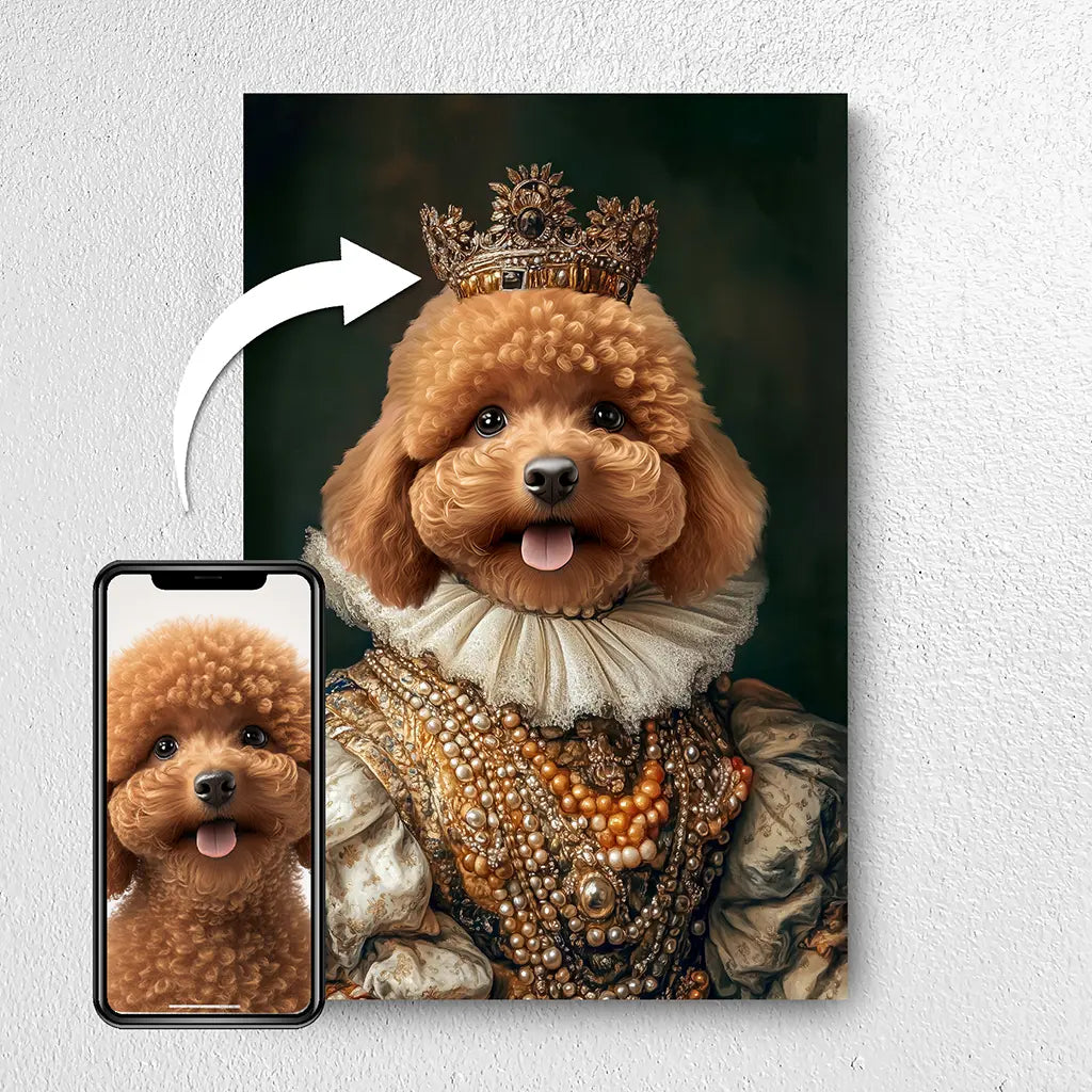 Royal Elegance custom dog portrait from photo