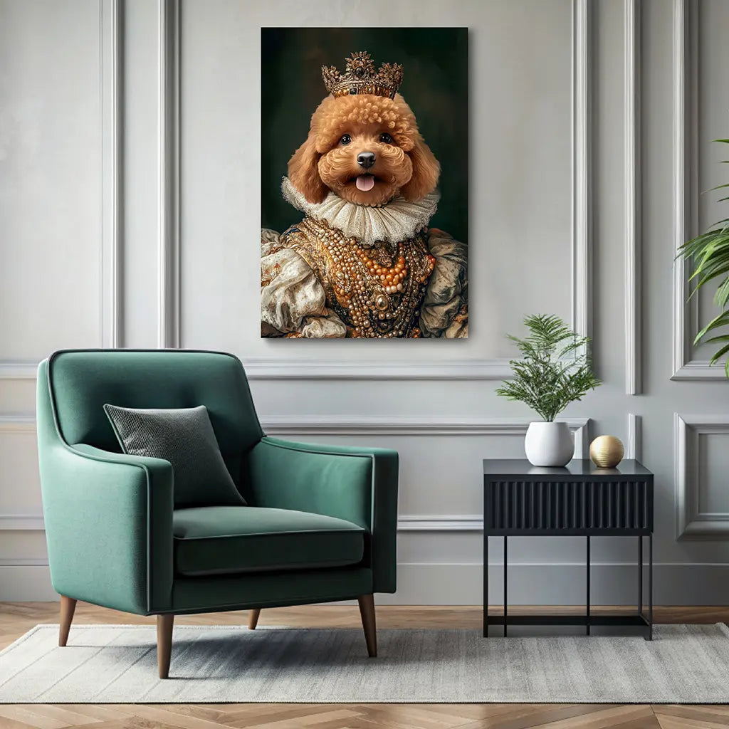 Royal Elegance custom dog portrait wall art canvas
