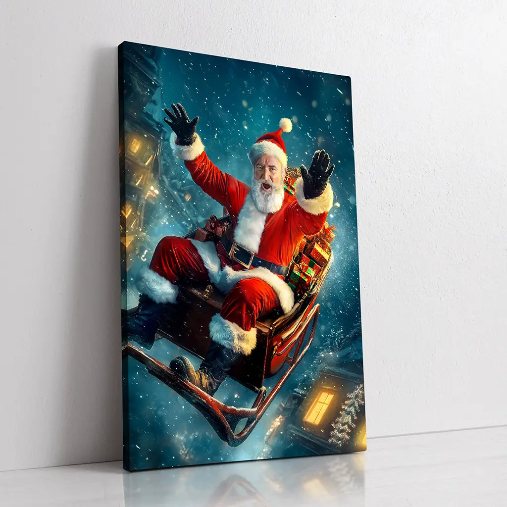 Santa's Sleigh Ride custom Santa Claus Christmas portrait