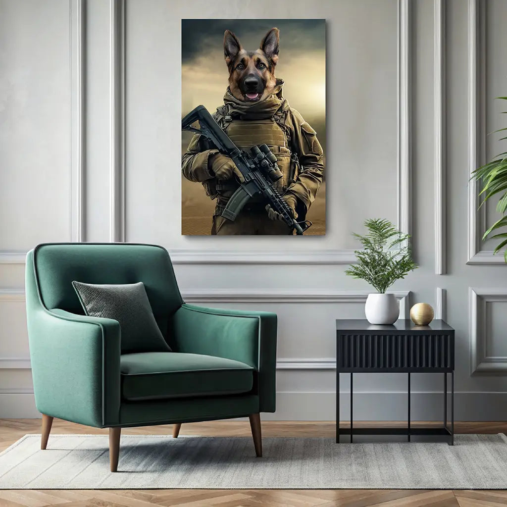Special forces custom military dog portrait wall art canvas