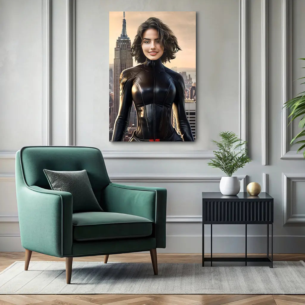 Superheroine custom personalized portrait wall decor