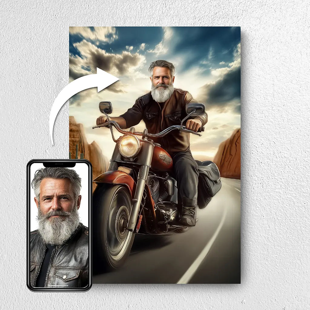 The Biker custom personalized man portrait from photo
