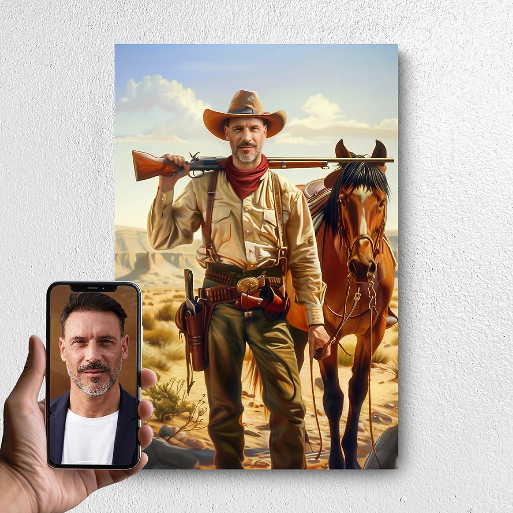 The Cowboy custom personalized portrait from photo