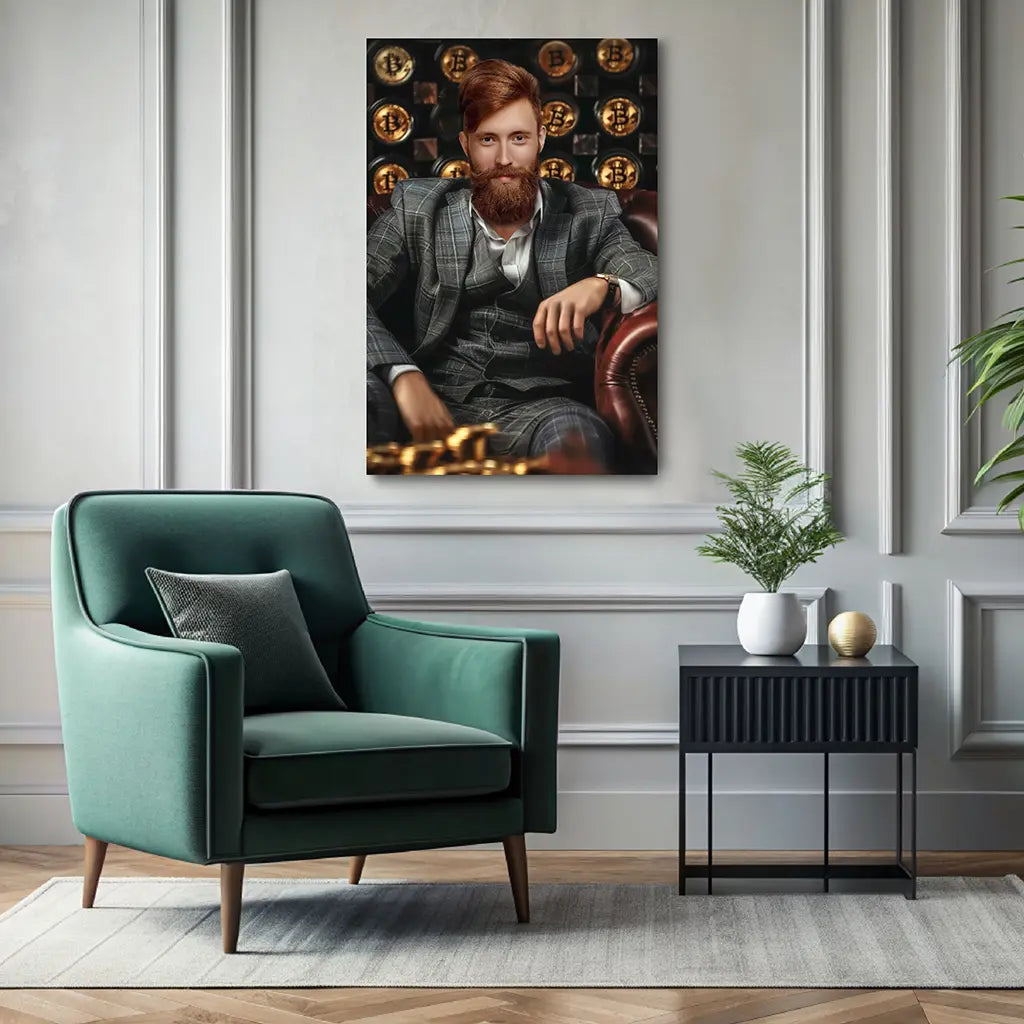The Crypto Boss custom personalized portrait wall decor
